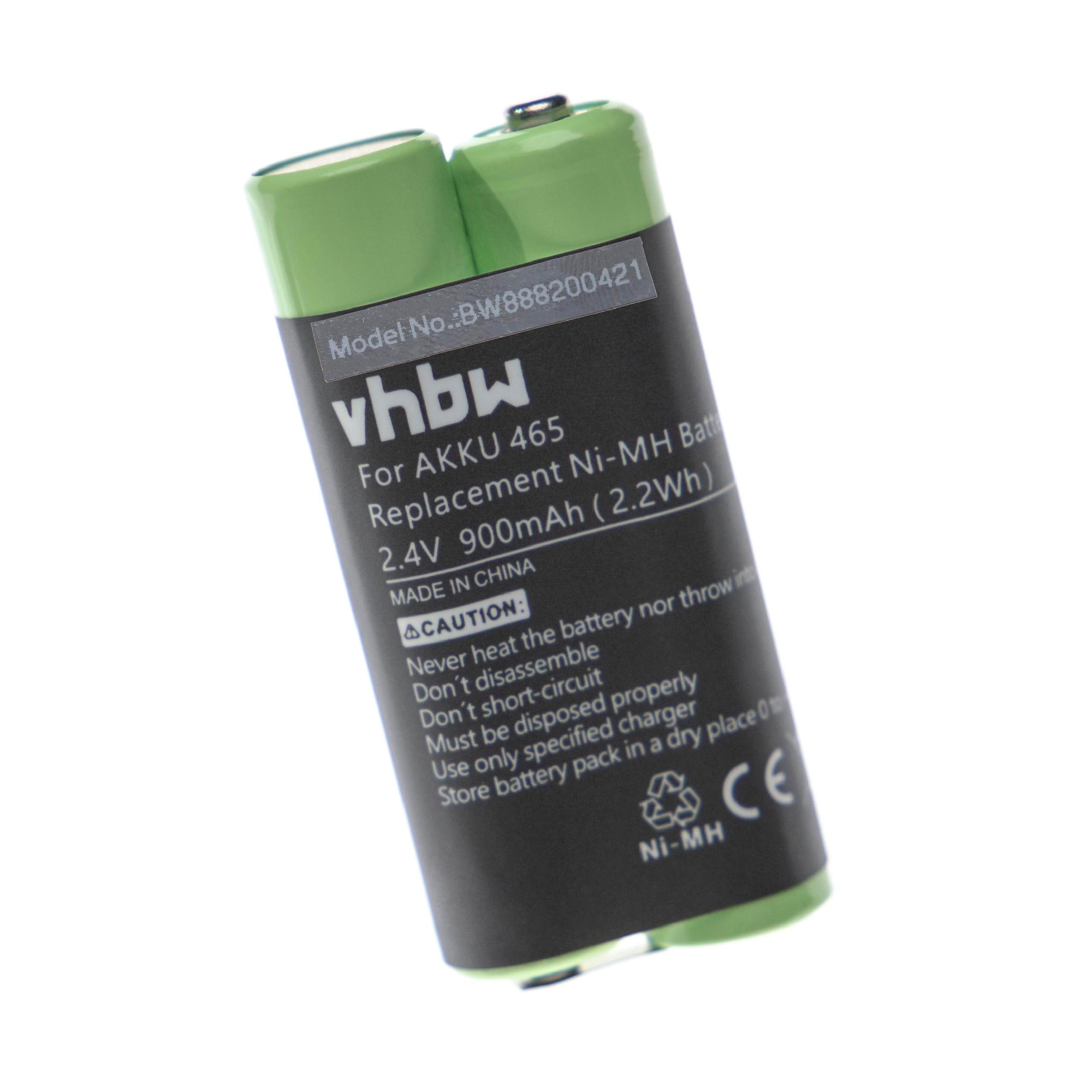 Batterie remplace Grundig GZR1900, 465 pour dictaphone - 900mAh 2,4V NiMH