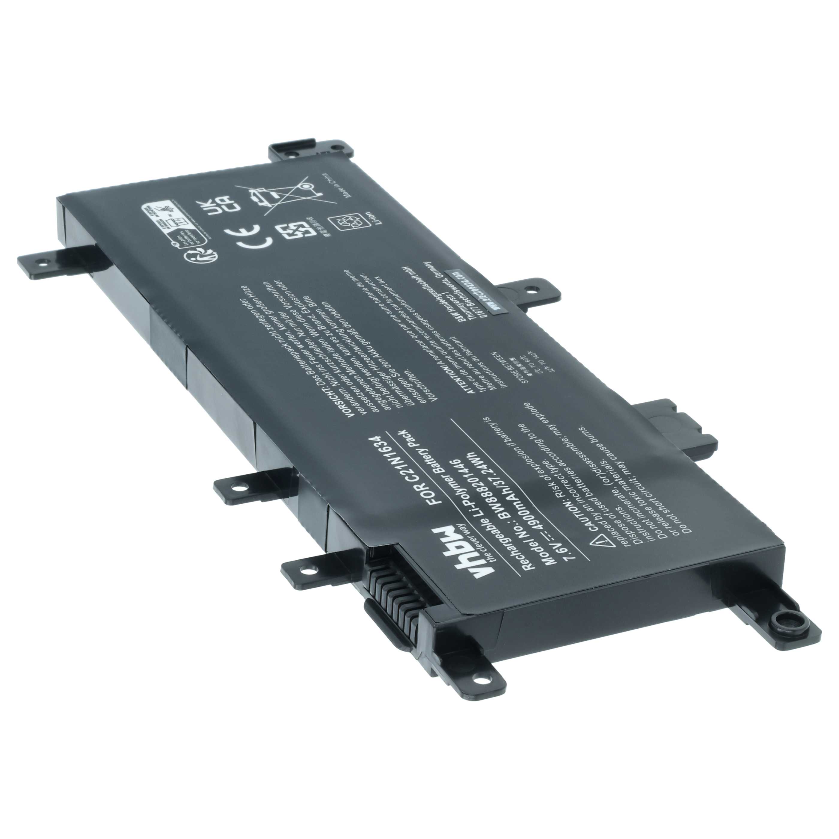 Akumulator do laptopa zamiennik Asus 0B200-02550200, 0B200-02550000, C21N1634 - 4900 mAh 7,6 V LiPo, czarny