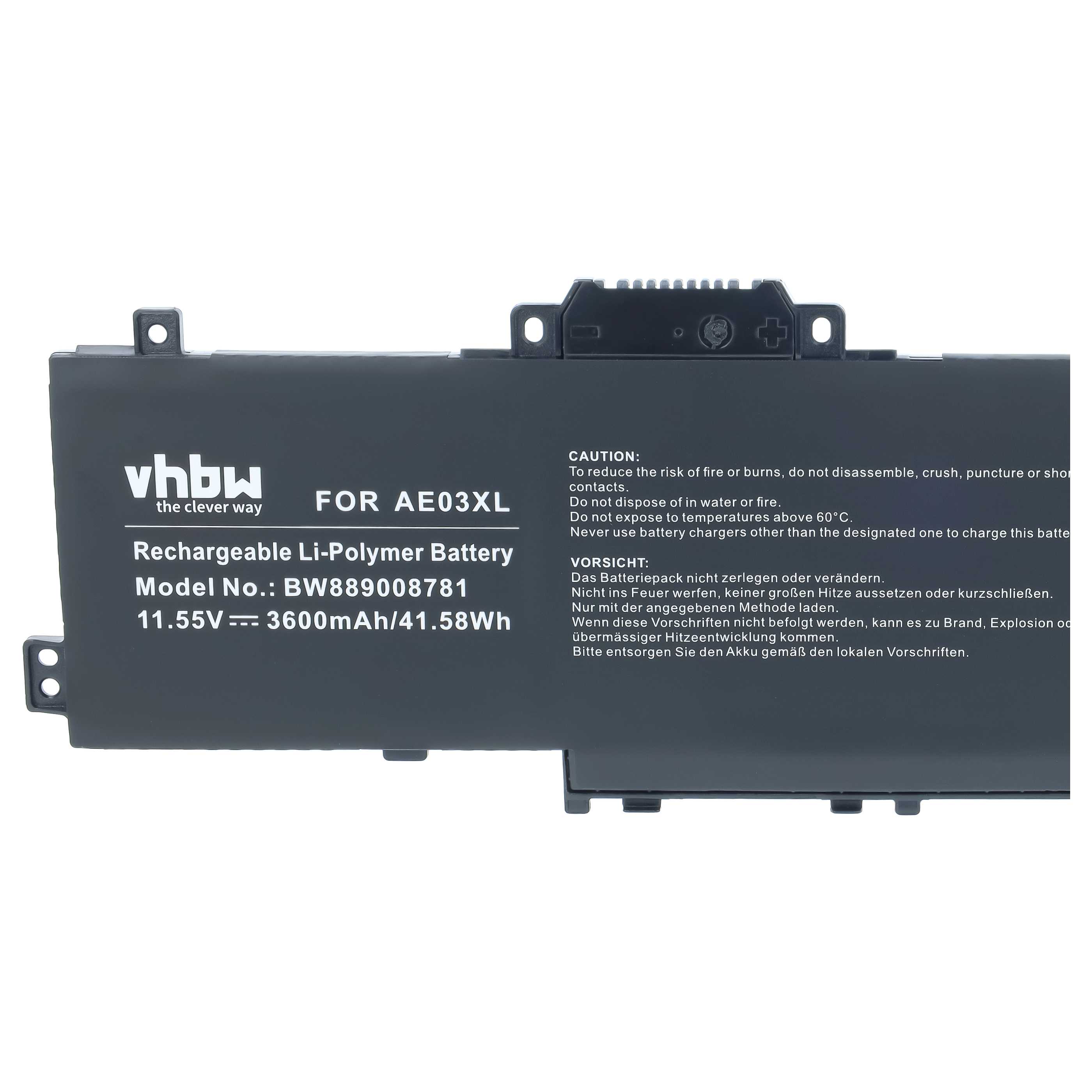 Batteria sostituisce HP HSTNN-AB1F, HSTNN-AB1B, AE03041XL, AE03XL per notebook - 3600mAh 11,55V Li-Poly