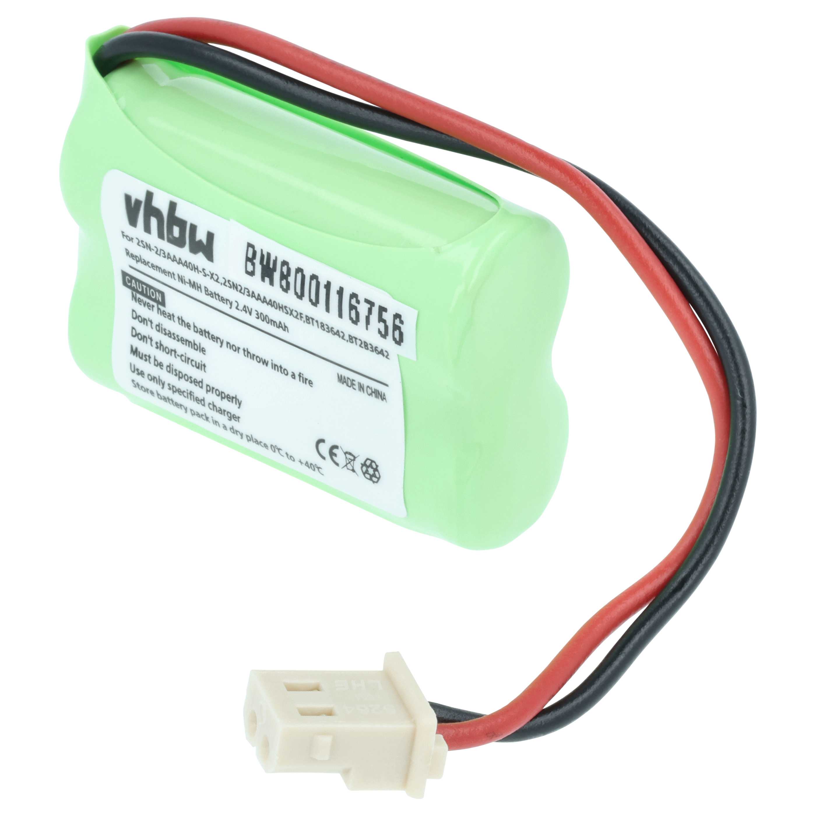 Batterie remplace V-Tech 2SN-2/3AAA40H-S-X2, 2SN2/3AAA40HSX2F pour téléphone V-Tech - 300mAh 2,4V NiMH