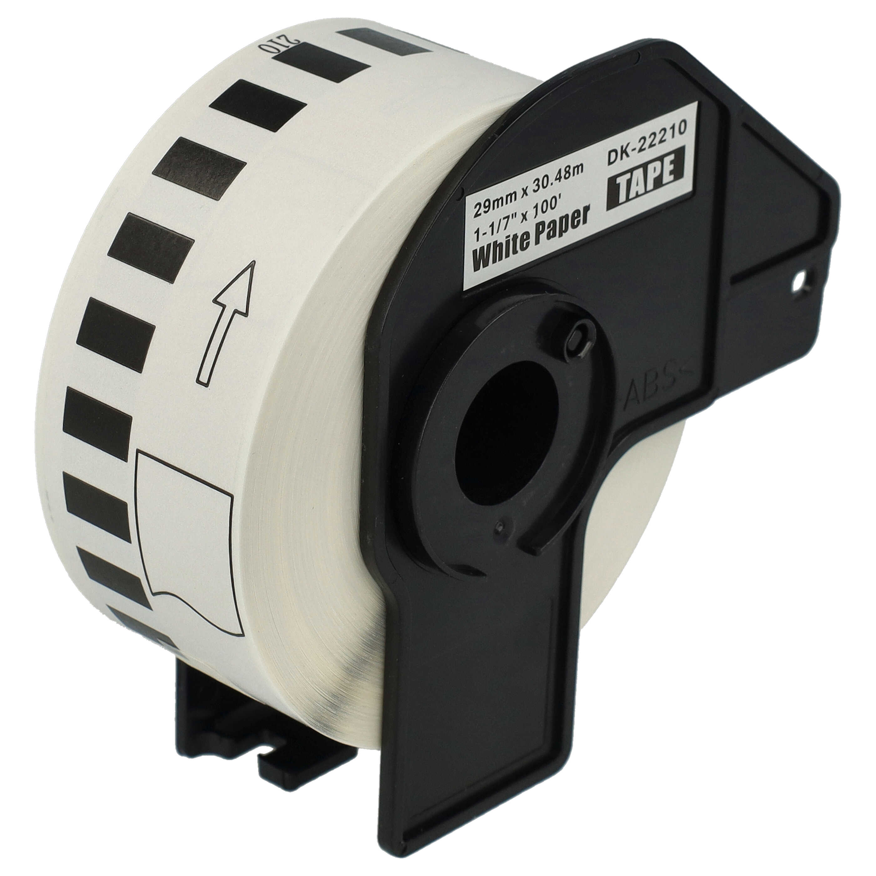 3x Label Roll replaces Brother DK-22210 Labeller - 29 mm x 30.48 m + Holder