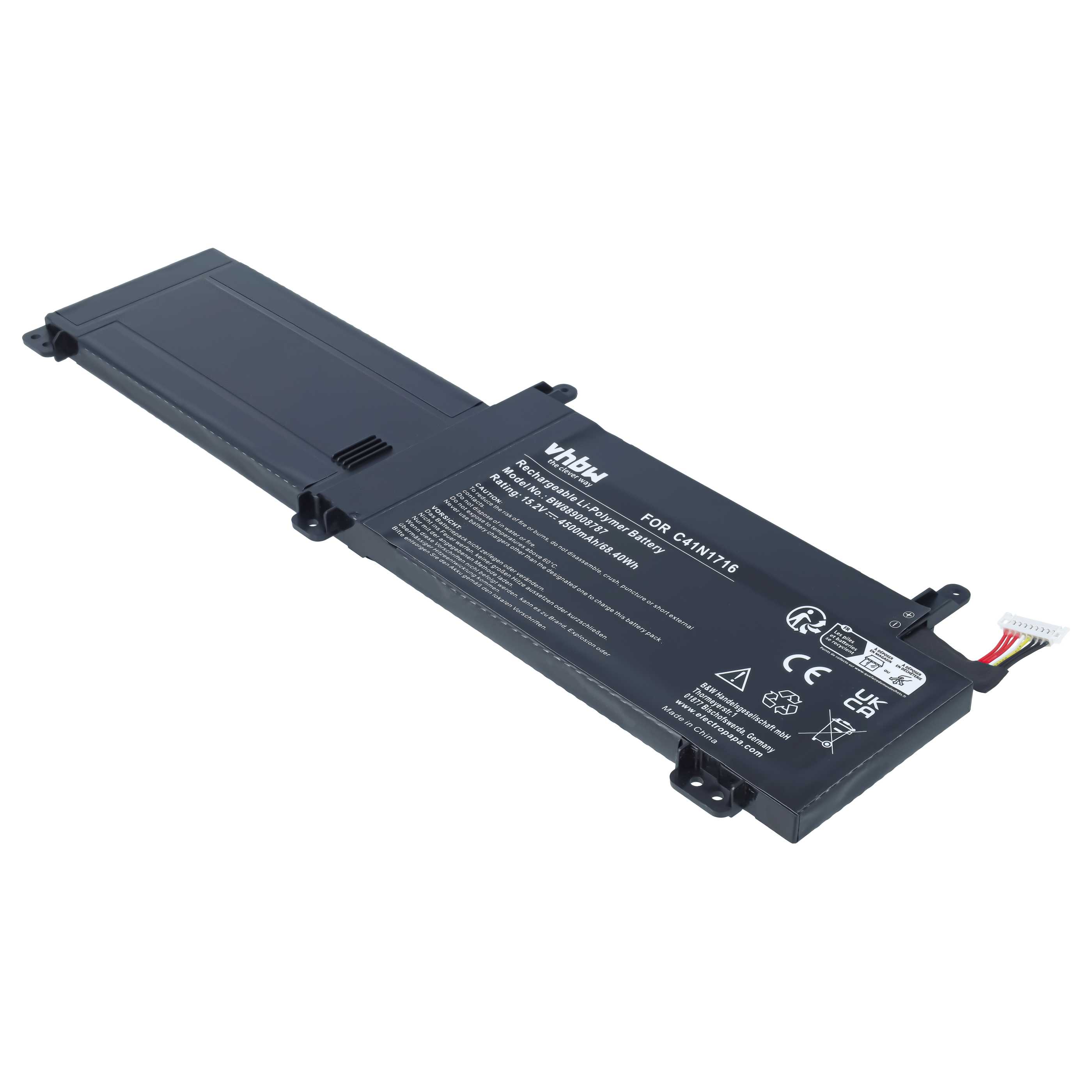 Notebook-Akku als Ersatz für Asus 0B200-02770000, C41N1716, C41PQPH für Asus - 4500mAh 15,2V Li-Polymer
