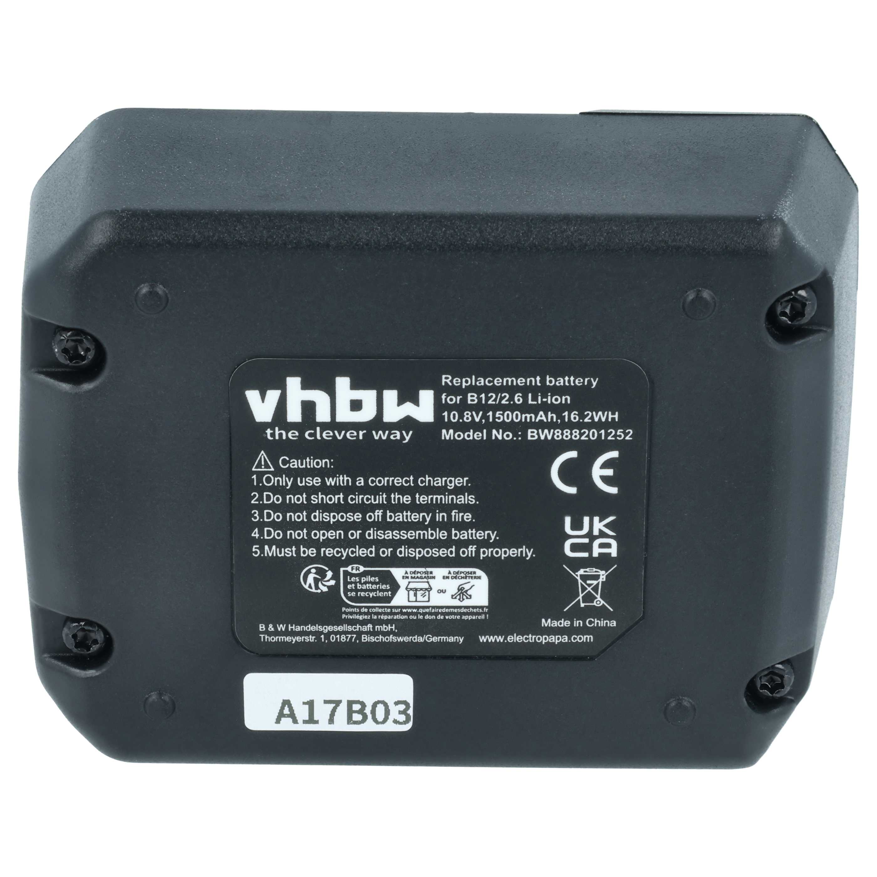2x Batteria sostituisce Hilti B 12/4.0, B 12/2.6 per attrezzo - 1,5Ah 10,8V Li-Ion