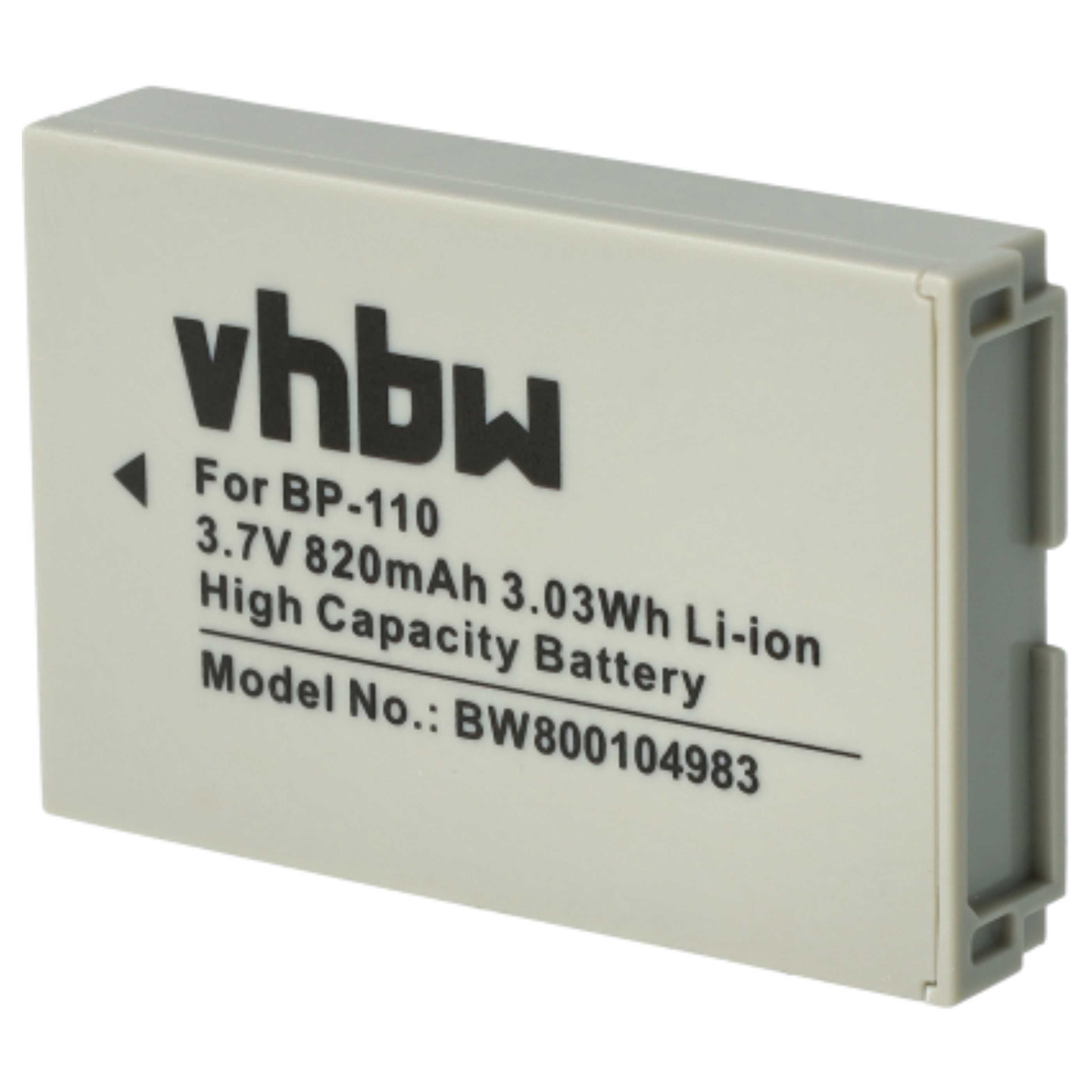 Videocamera 3x Battery replaces Canon BP-110 - 800 mAh 3.7 V Li-Ion