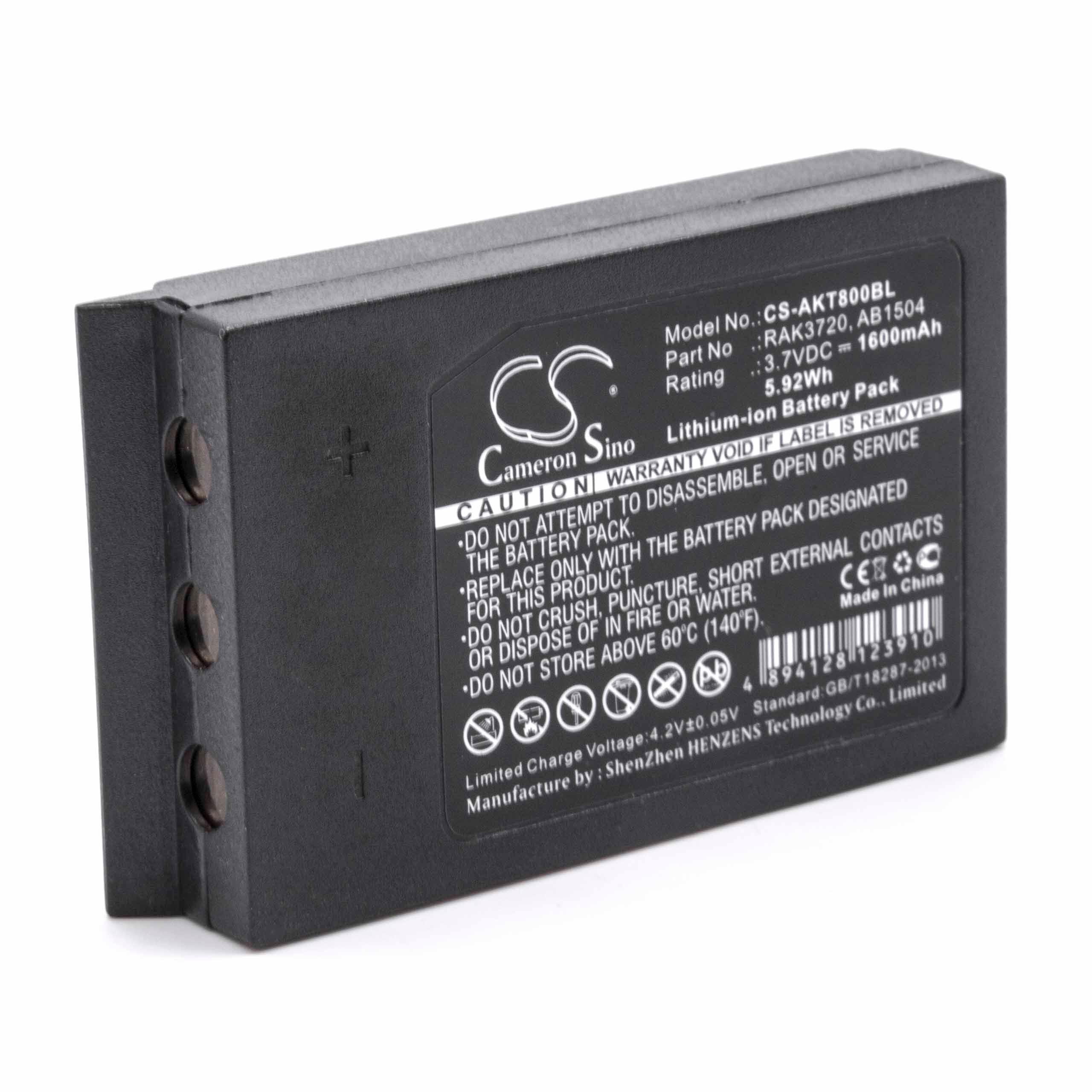 Batterie remplace Akerstroms RAK3720, 933719-000, AB11R, AB1504 pour télécommande - 1600mAh 3,7V Li-ion