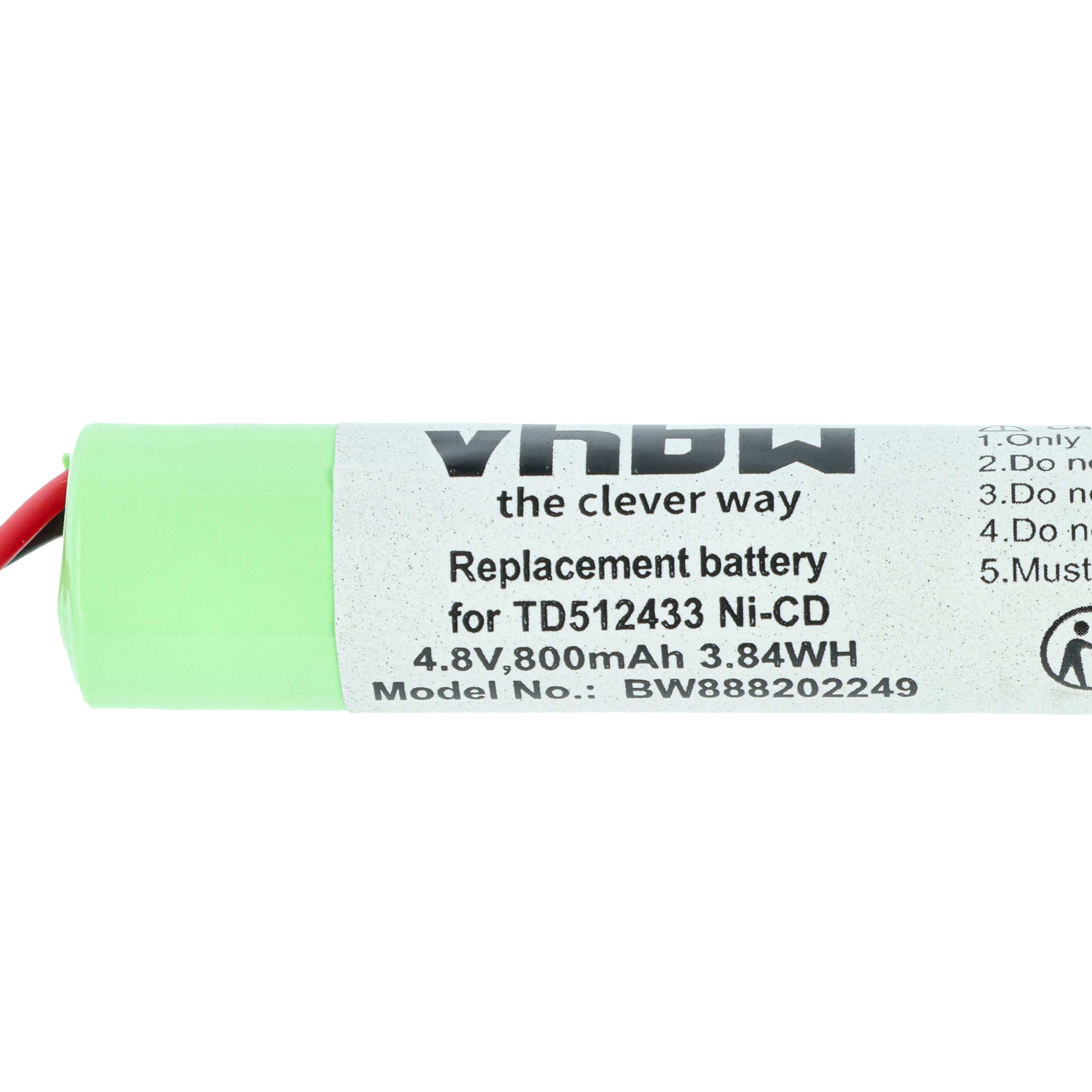 2x Akumulator do oświetlenia awaryjnego zamiennik BAES TD512433 - 800 mAh 4,8 V NiCd