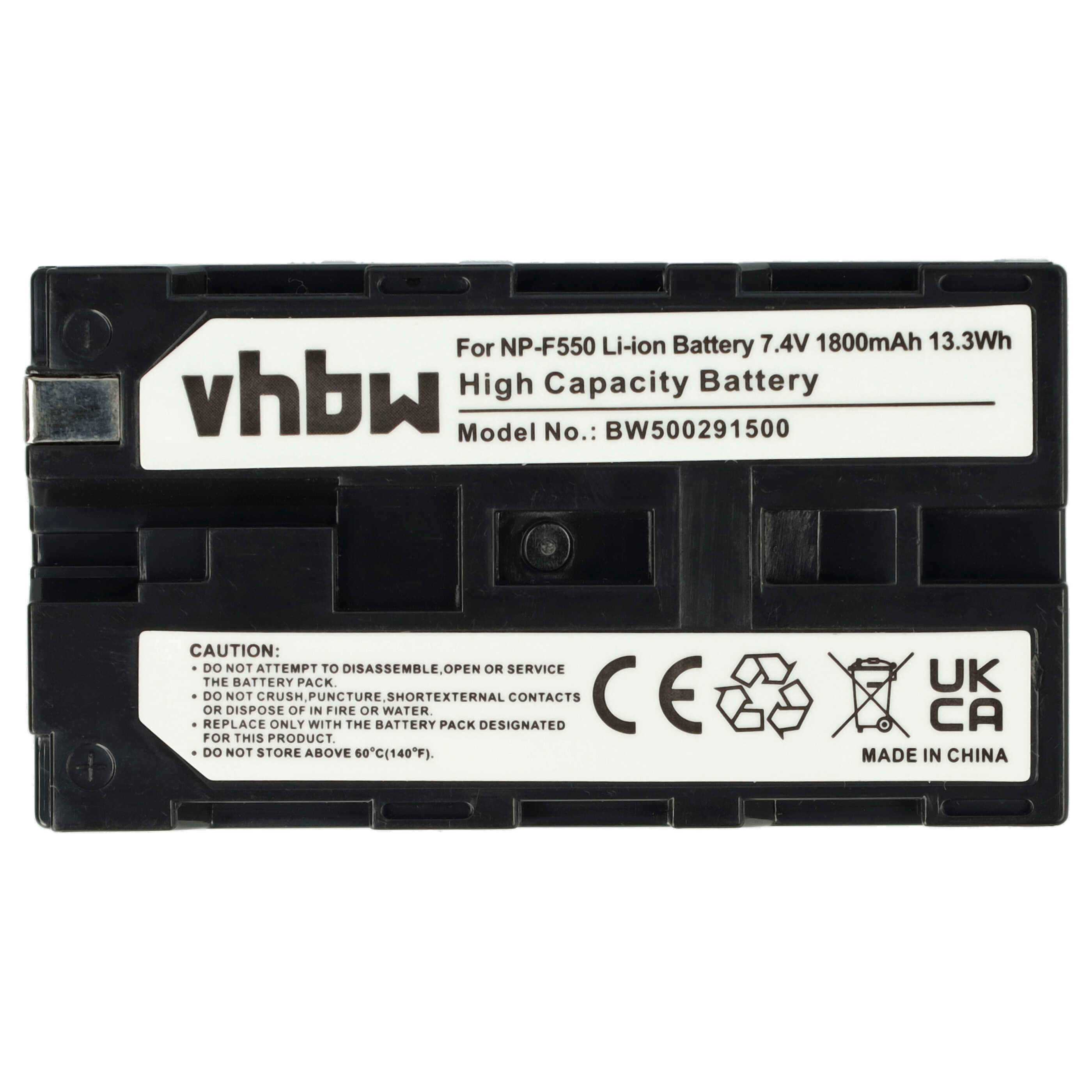 Videocamera 3x Battery replaces Sony NP-530, NP-F530, NP-F330, NP-930, NP-F550, NP-730 - 1800 mAh 7.2 V Li-Ion