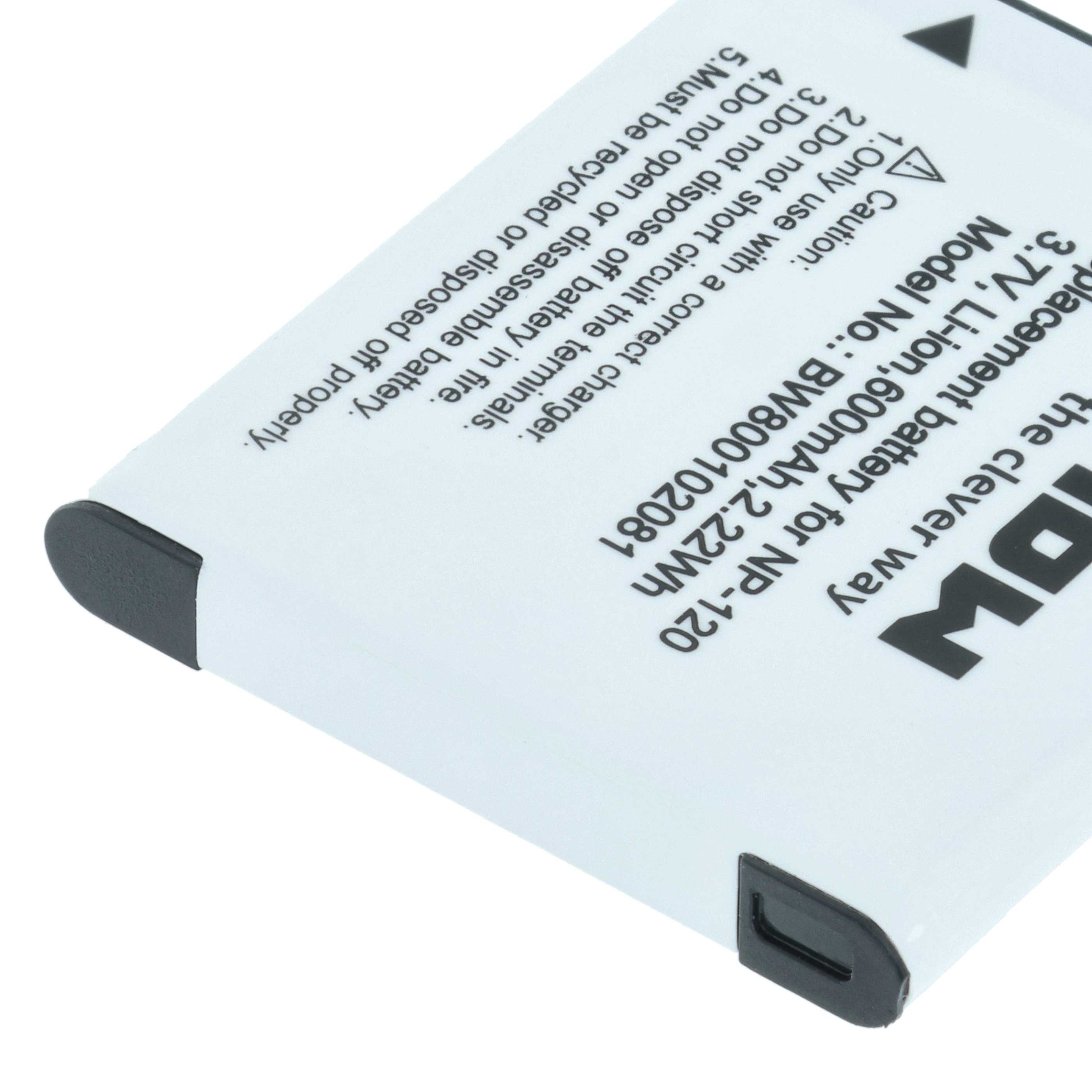 3x Battery replaces Casio NP-120 - 550mAh, 3.6V, Li-Ion