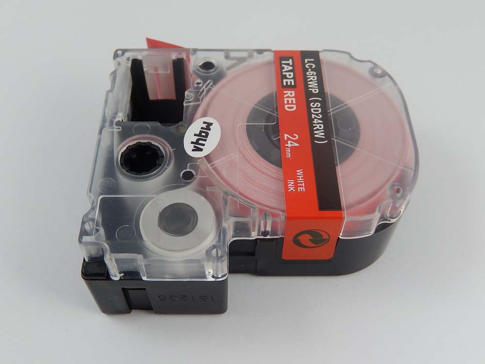 Label Tape replaces Epson LC-6RWP - 24 mm White to Red