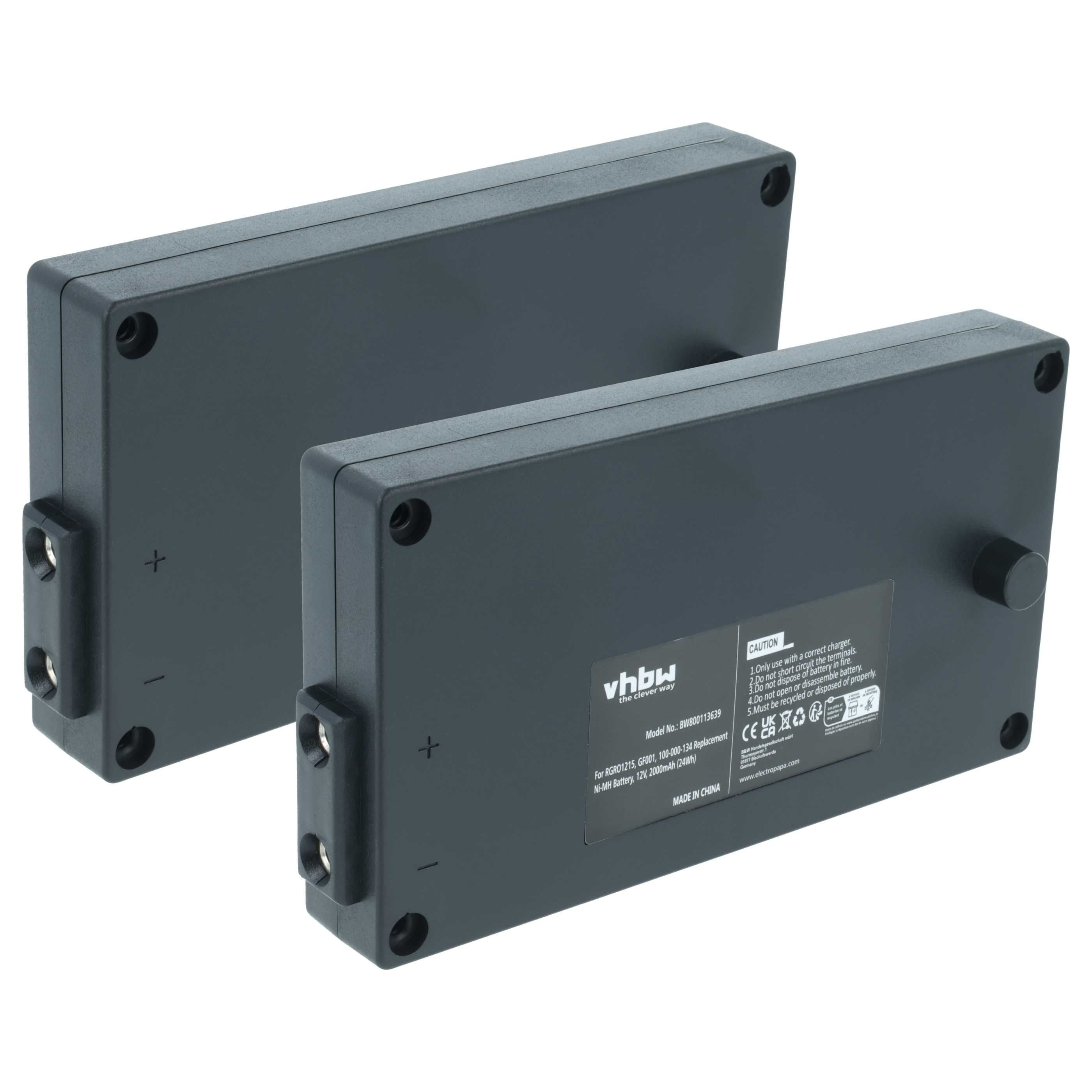 Akku (2 Stück) als Ersatz für Gross Funk RGRO1215, 738010957, GF001, 100-000-134 Steuerung - 2000mAh 12V NiMH