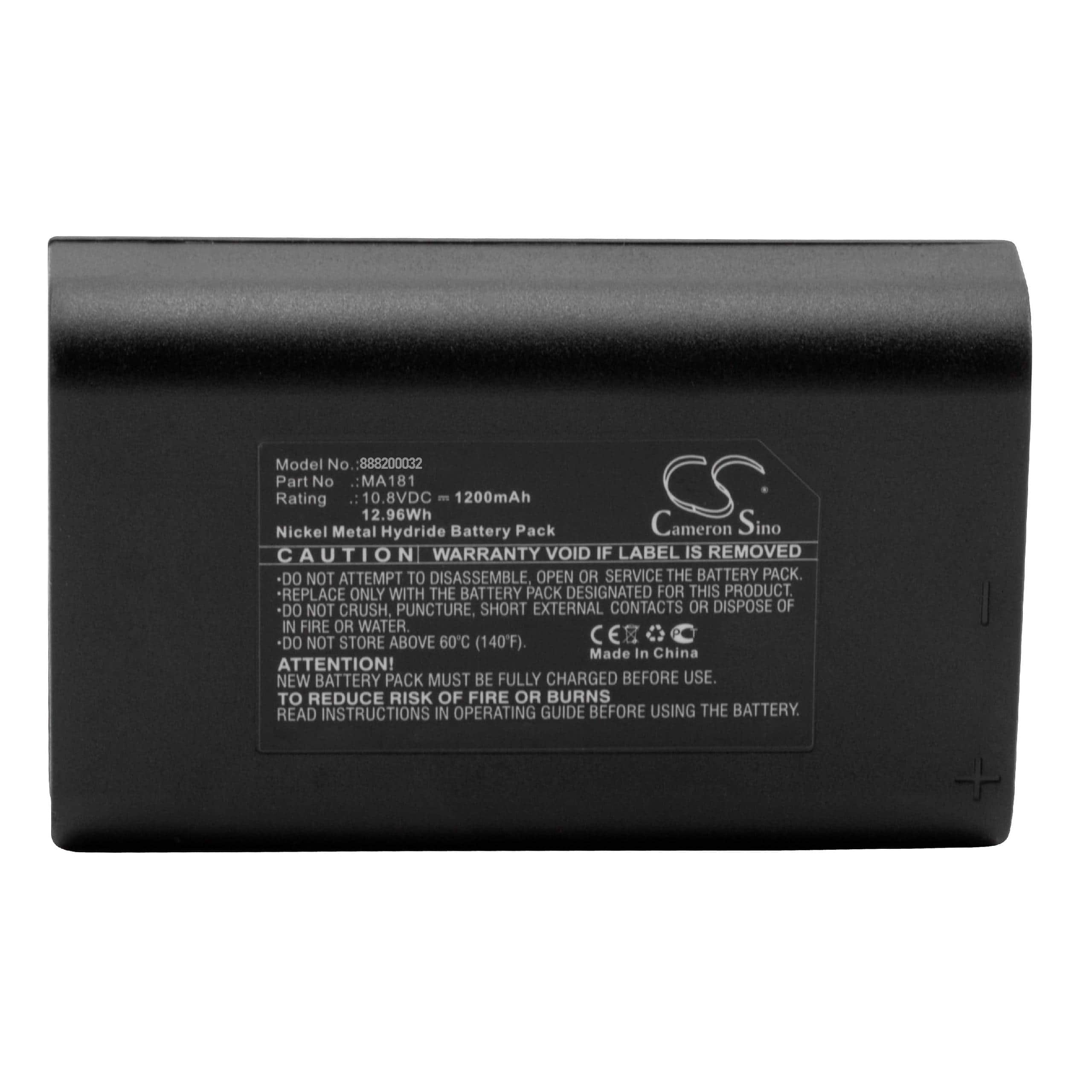 Radio Battery Replacement for BendixKing MA181 - 1200mAh 10.8V NiMH