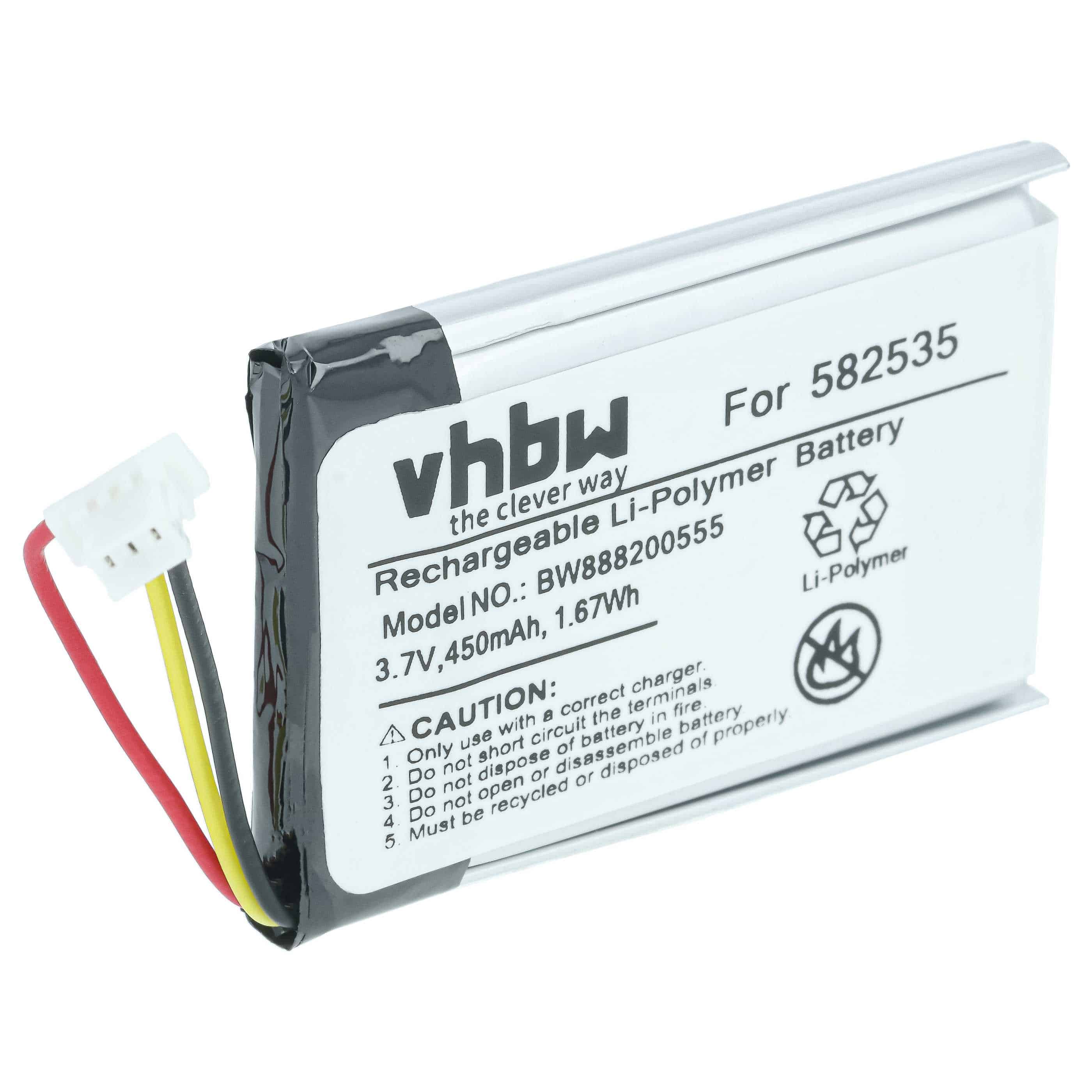 Videocamera Battery replaces Mio 582535, 1ICP6/26/36 - 450 mAh 3.7 V Li-polymer