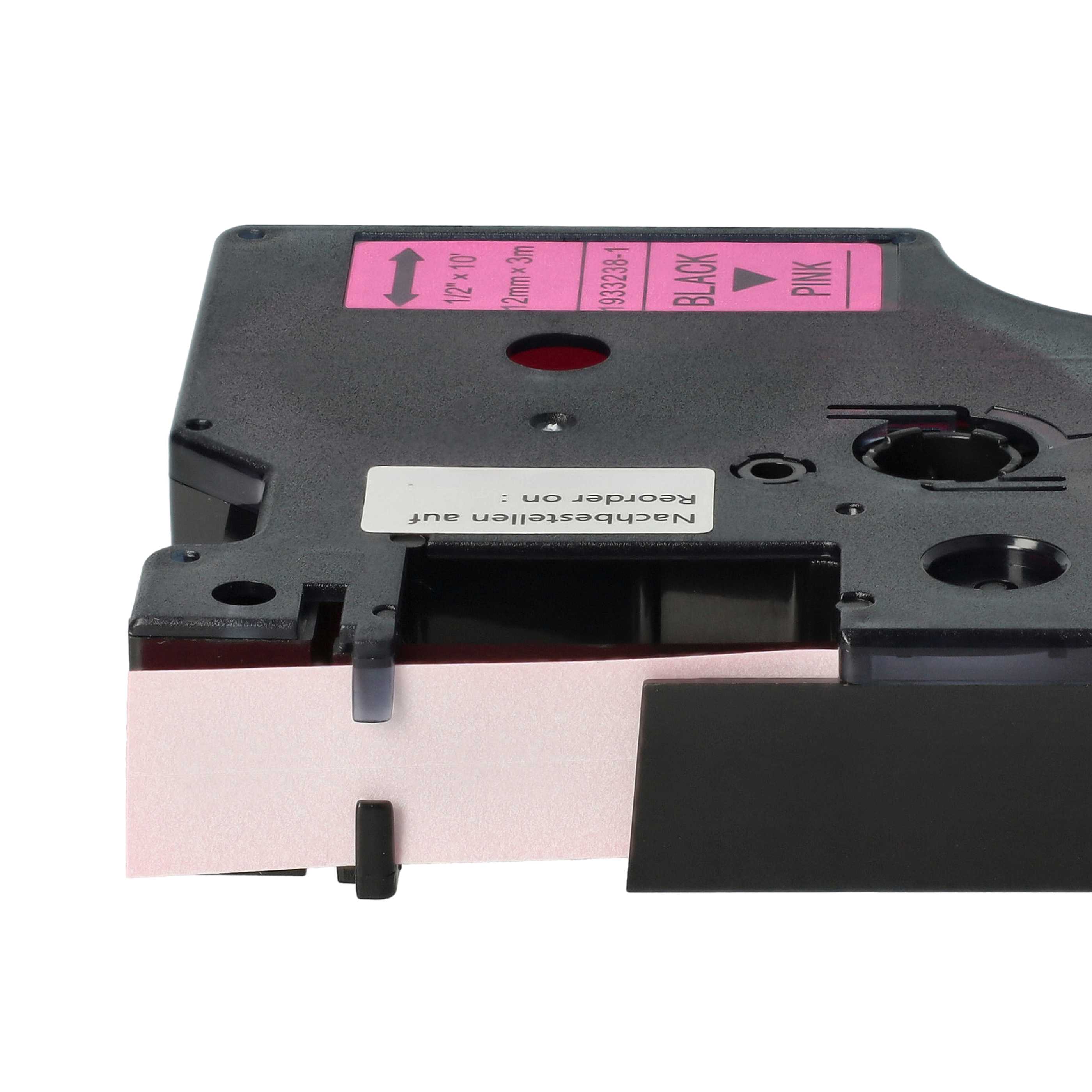 Cassetta nastro sostituisce Dymo D1, 1933238-1 per etichettatrice 12mm nero - rosa fluo