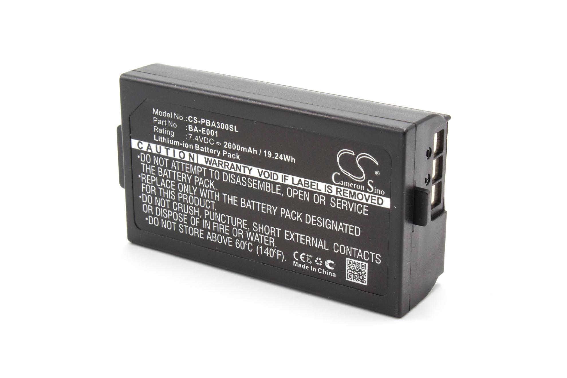 Batterie remplace Brother PJ7, BA-E001 pour imprimante - 2600mAh 7,4V Li-ion