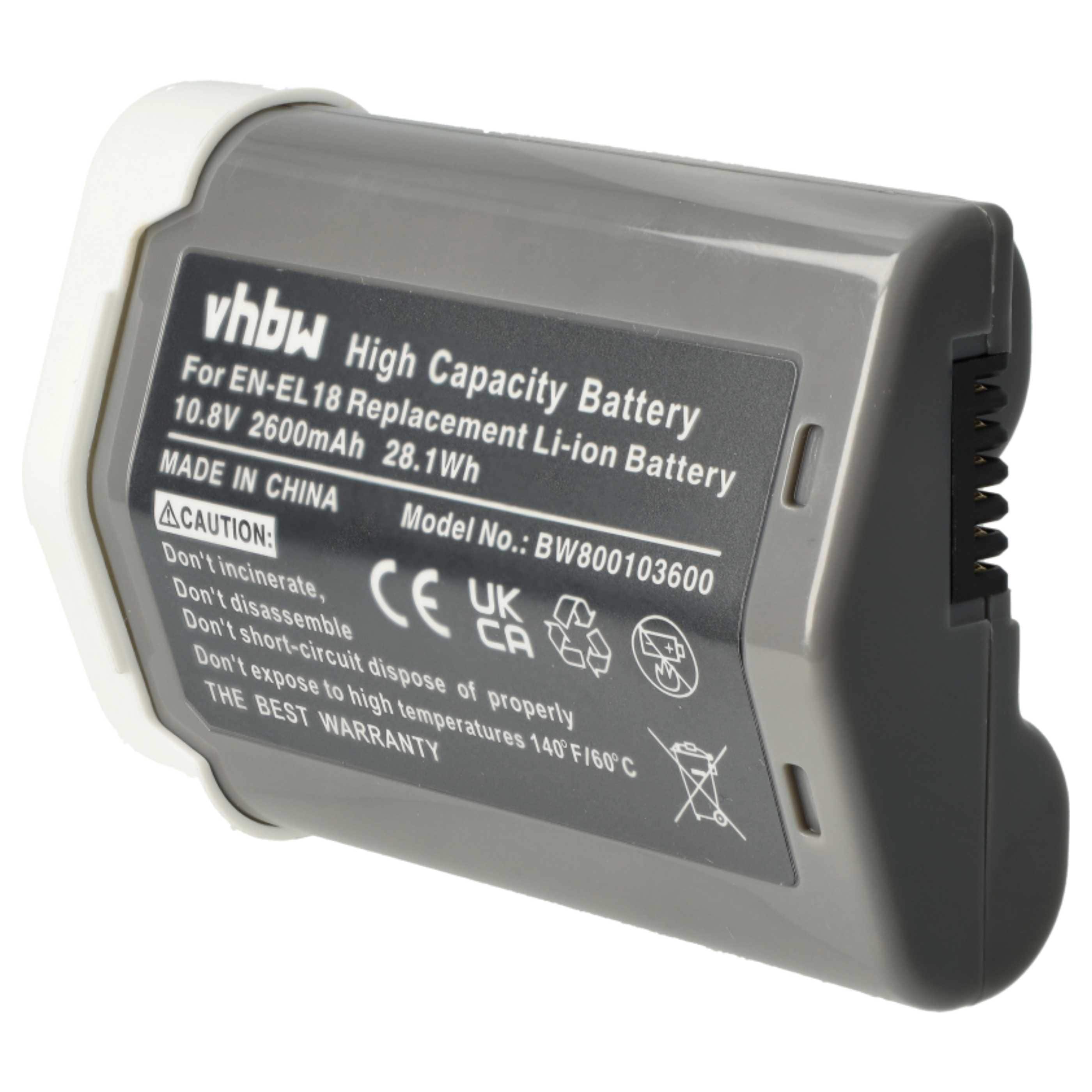 2x Battery replaces Nikon EN-EL18 - 2600mAh, 10.8V, Li-Ion with Info Chip