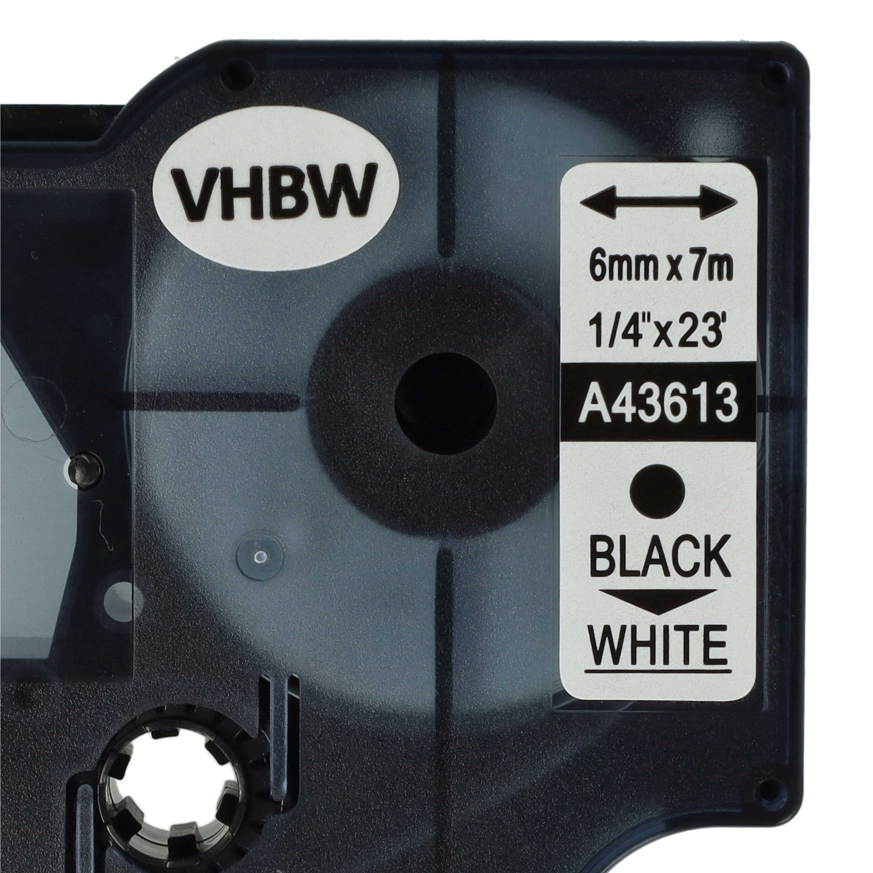 10x Label Tape as Replacement for Dymo 43613, D1 - 6 mm Black to White