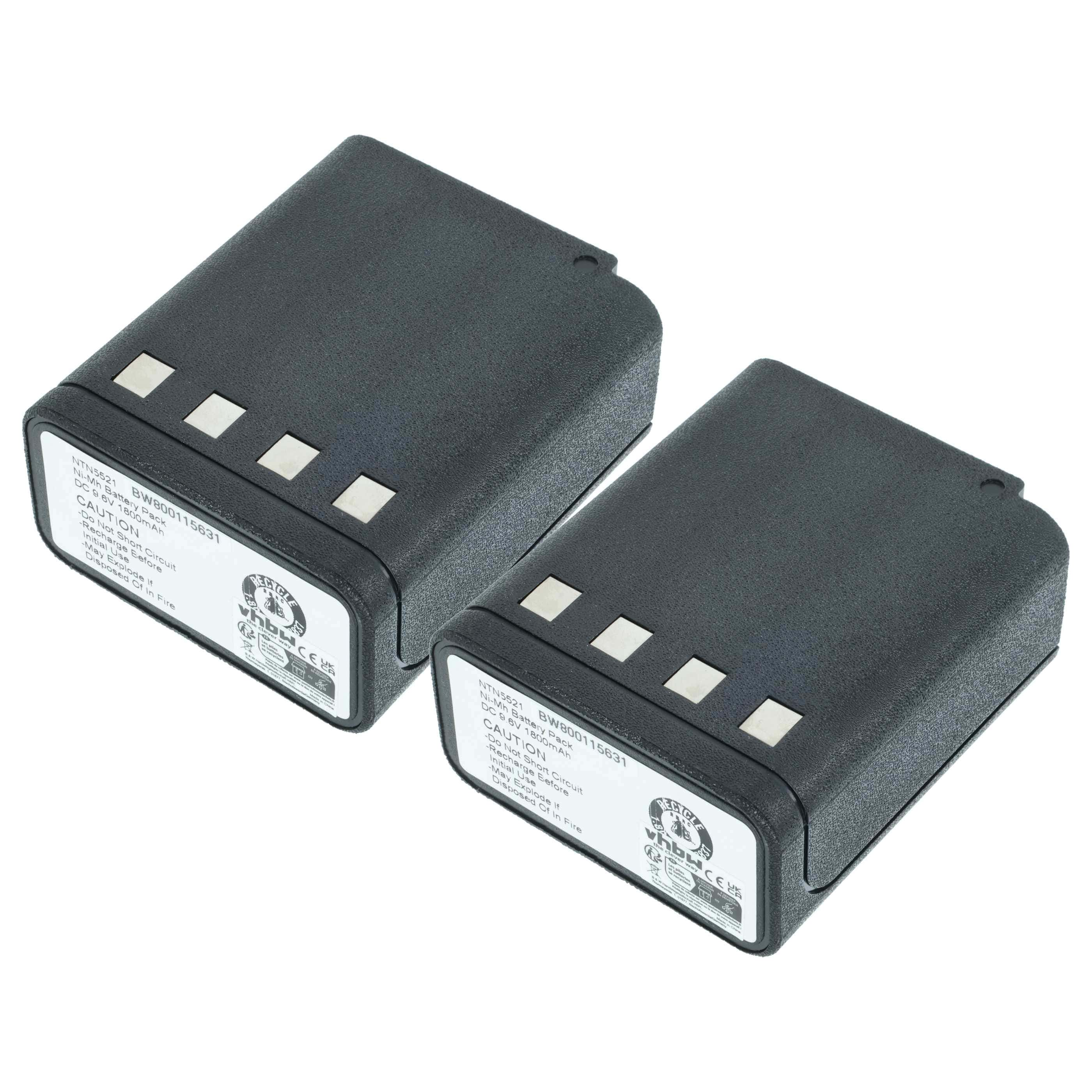 Radio 2x Battery replaces Bullard BU32H1-A, BNH-5447TIC - 1800 mAh 9.6 V NiMH