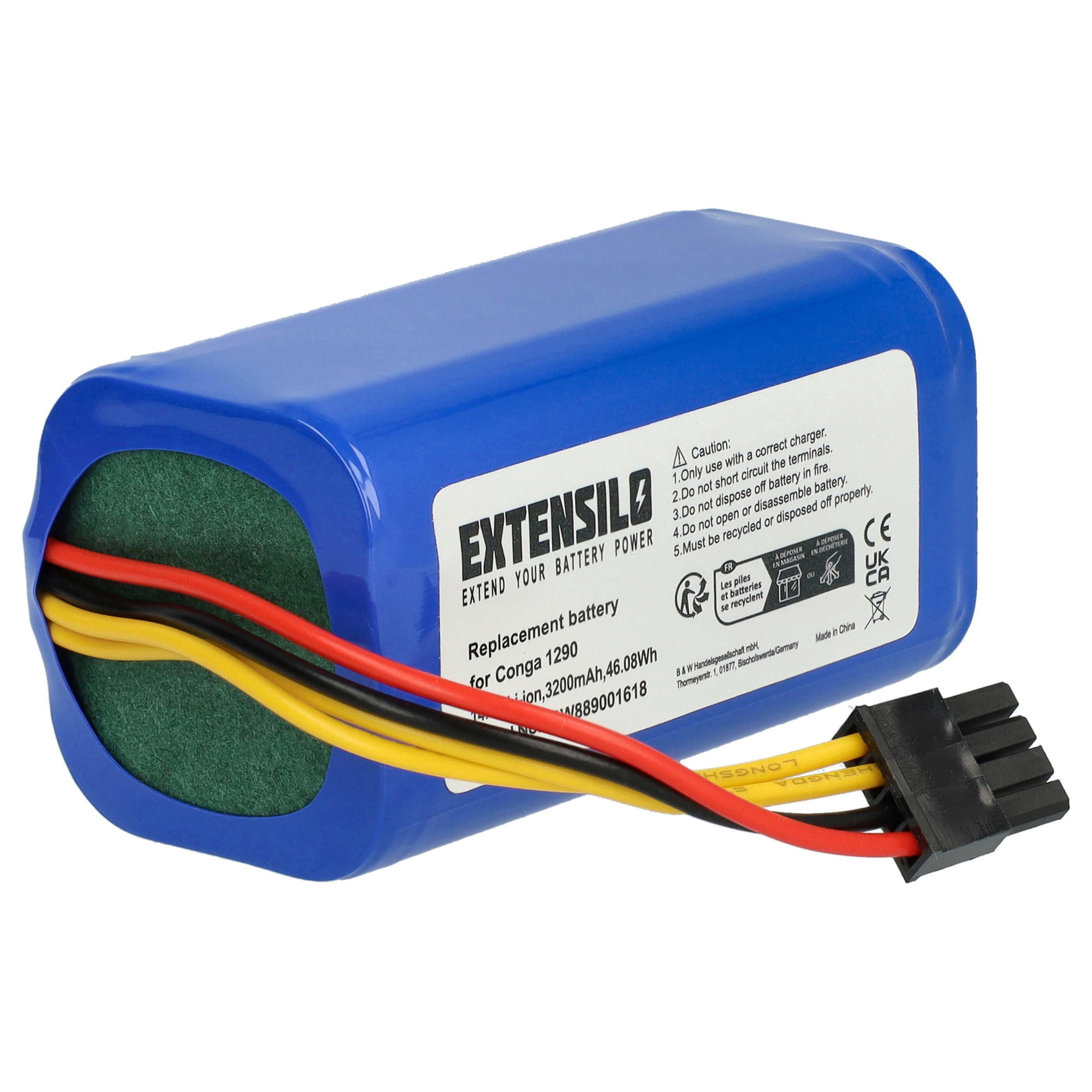 Batteria sostituisce BLAUPUNKT 6.60.40.04-0, 6.60.40.05-0 per robot aspiratore - 3200mAh 14,4V Li-Ion