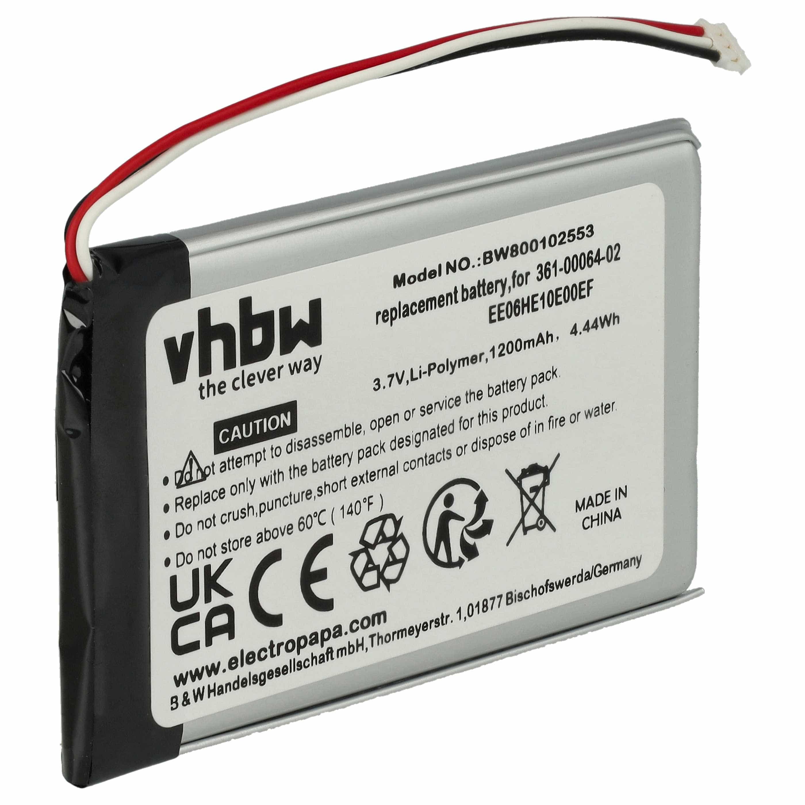 Akumulator do nawigacji GPS zamiennik Garmin EE06HE10E00EF, 361-00064-02 - 1200 mAh 3,7 V LiPo