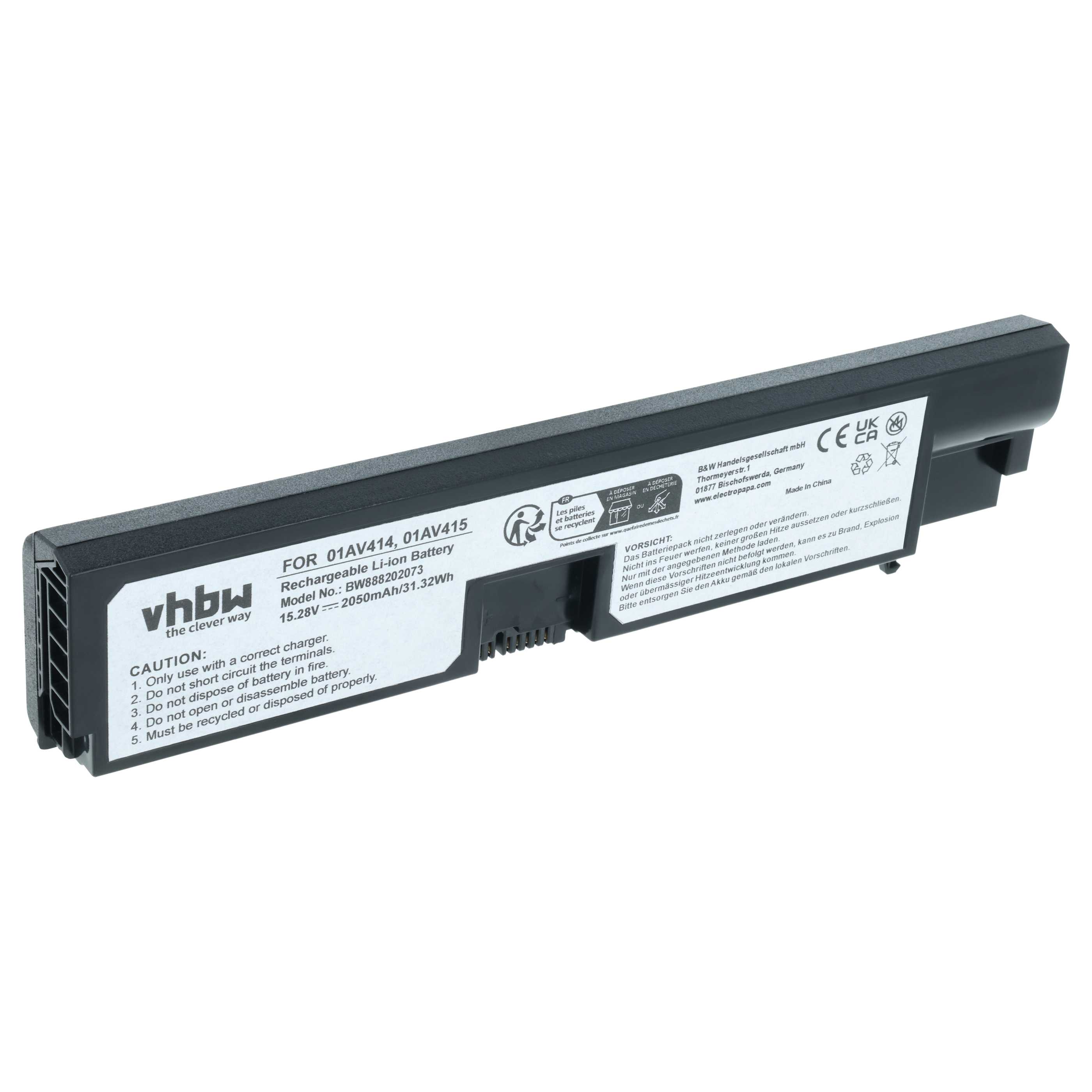 Akumulator do laptopa zamiennik Lenovo 01AV416, 01AV417, 01AV414, 01AV415 - 2050 mAh 15,28 V Li-Ion, czarny