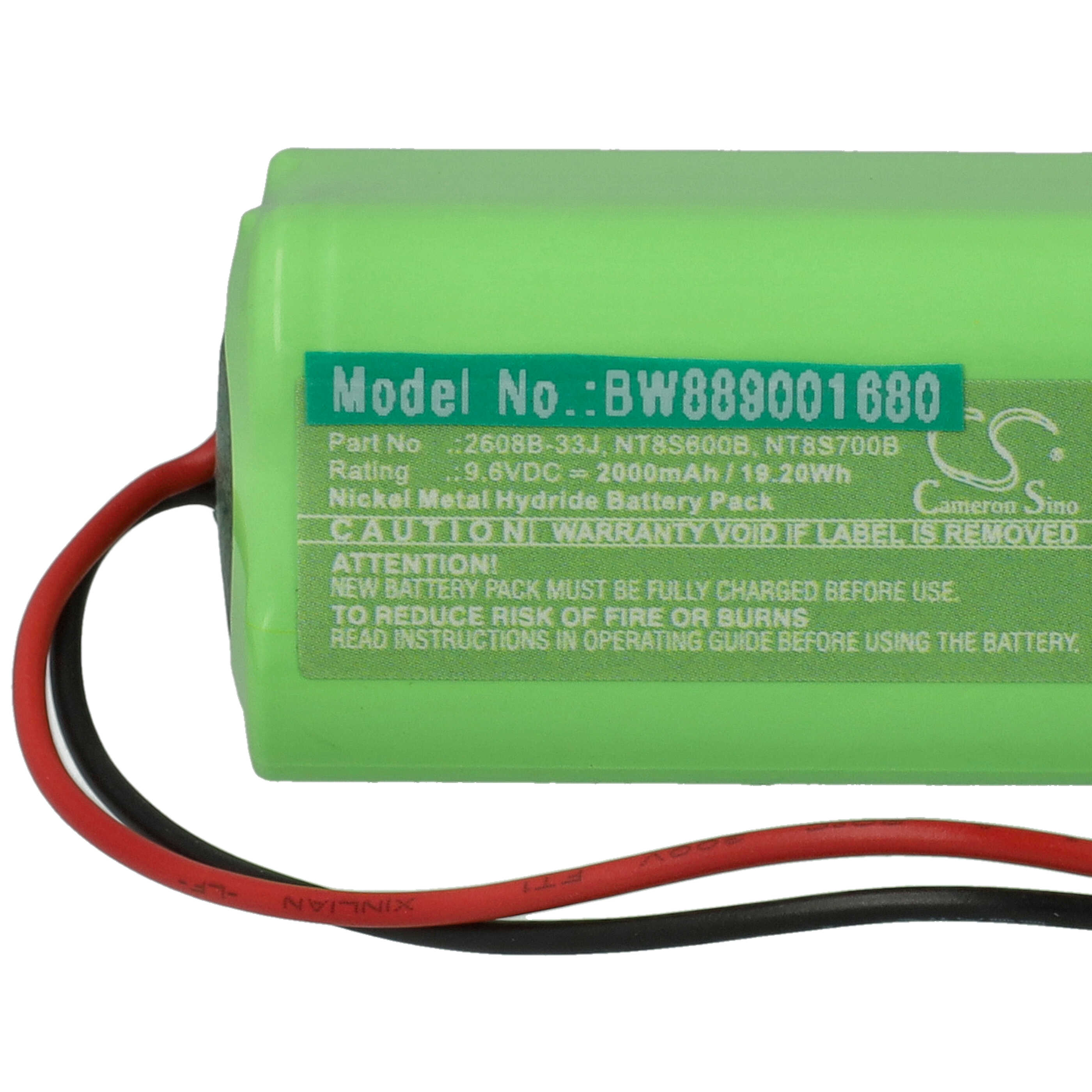 Batterie remplace Futaba NT8S700B, NT8S600B, 2608B-33J pour télécommande - 2000mAh 9,6V NiMH