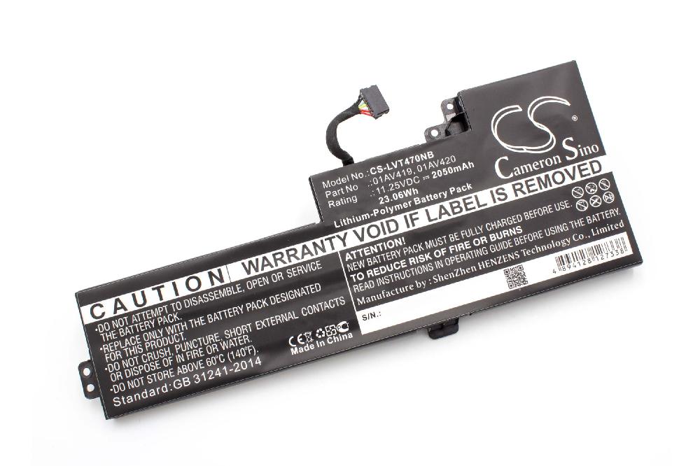 Notebook Battery Replacement for Lenovo 01AV420, 01AV419, 01AV489, 01AV421 - 2050mAh 11.25V Li-polymer