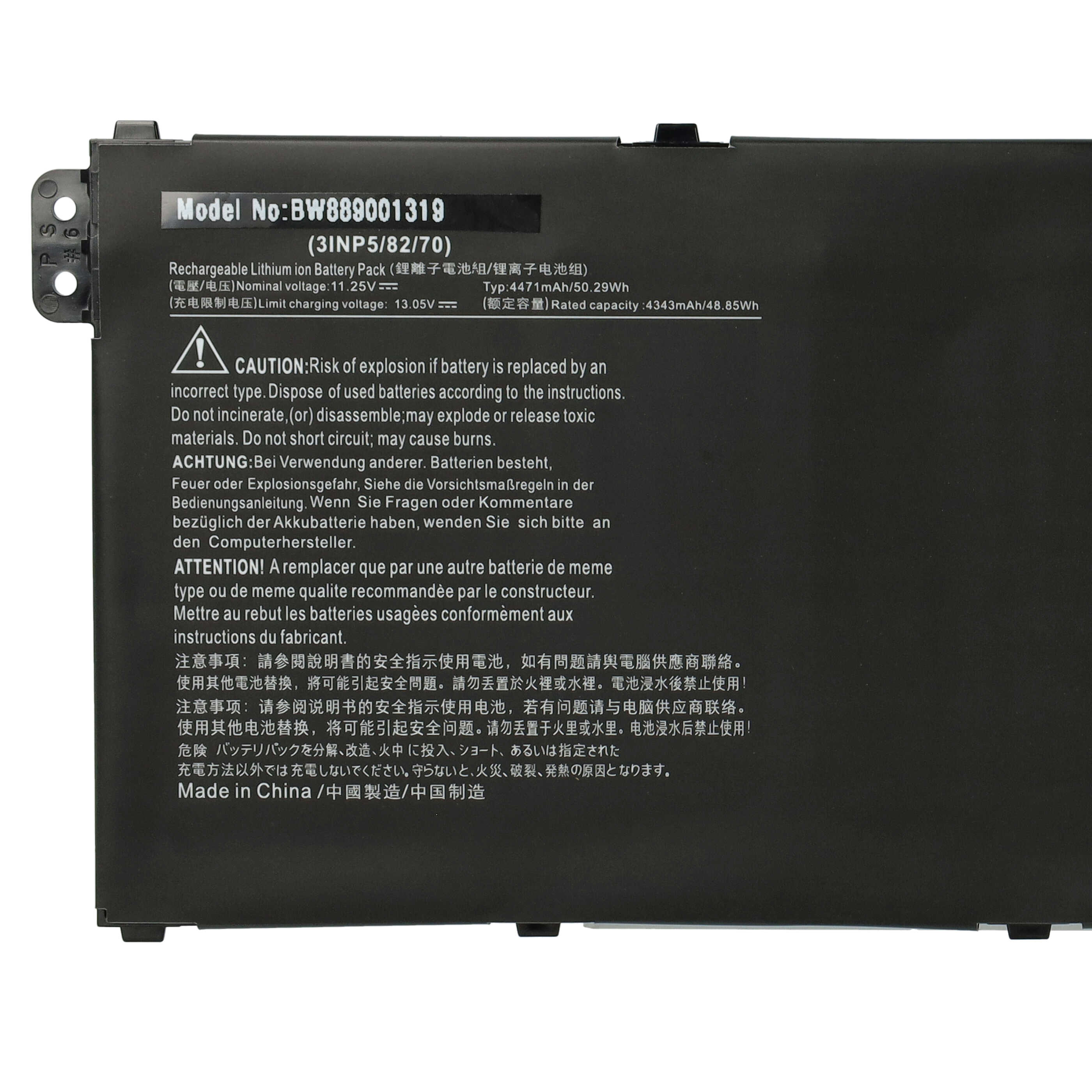 Batterie remplace Acer AP18C4K, AP18C8K, 3ICP5/81/68 pour ordinateur portable - 4471mAh 11,25V Li-ion, noir