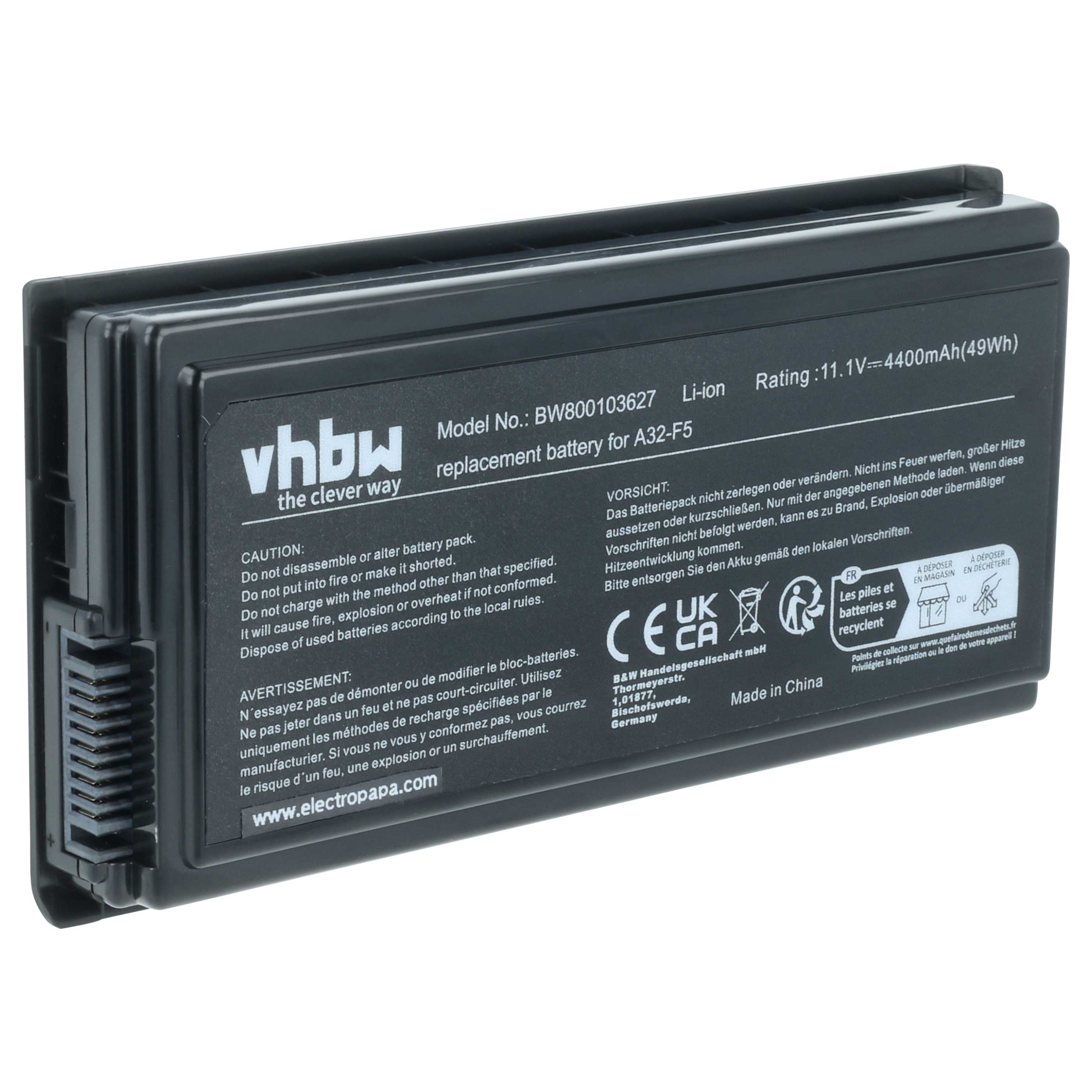 Batteria sostituisce Asus 70-NLF1B2000, 70-NLF1B2000Z, 70-NLF1B2000Y per notebook - 4400mAh 11,1V Li-Ion nero