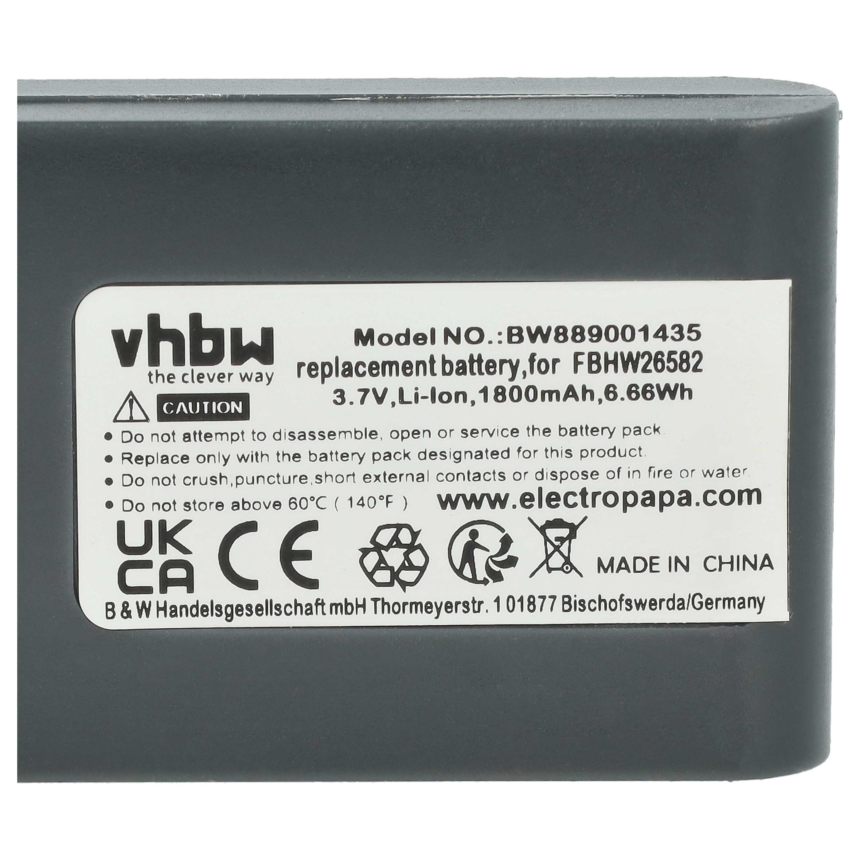 Battery replaces Höft & Wessel FBHW26582 for Höft & Wessel Barcode Scanner POS - 1800 mAh 3.7 V