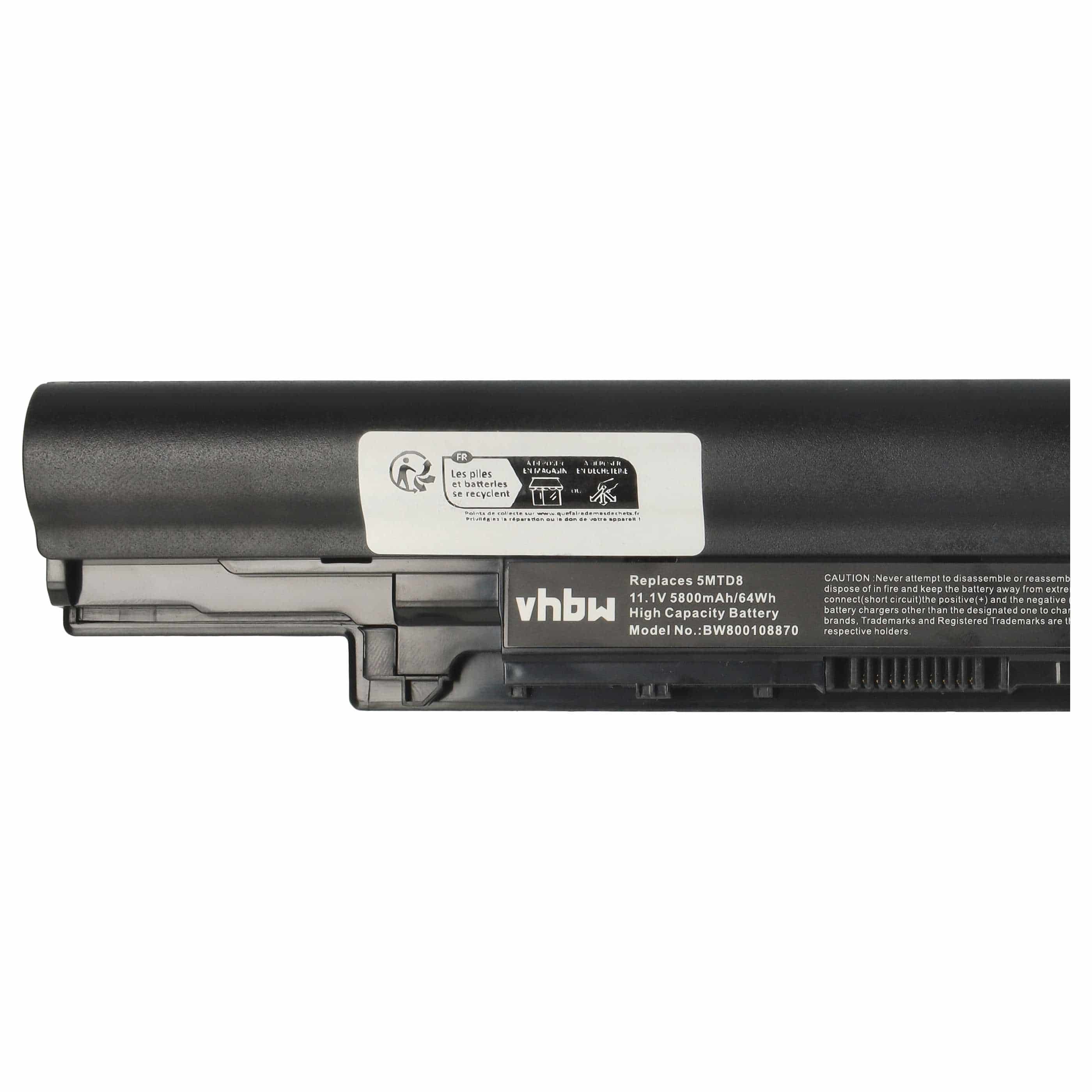 Akumulator do laptopa zamiennik Dell YFOF9, YFDF9, VDYR8, HGJW8, H7WX1, 5MTD8 - 5800 mAh 11,1 V Li-Ion, czarny