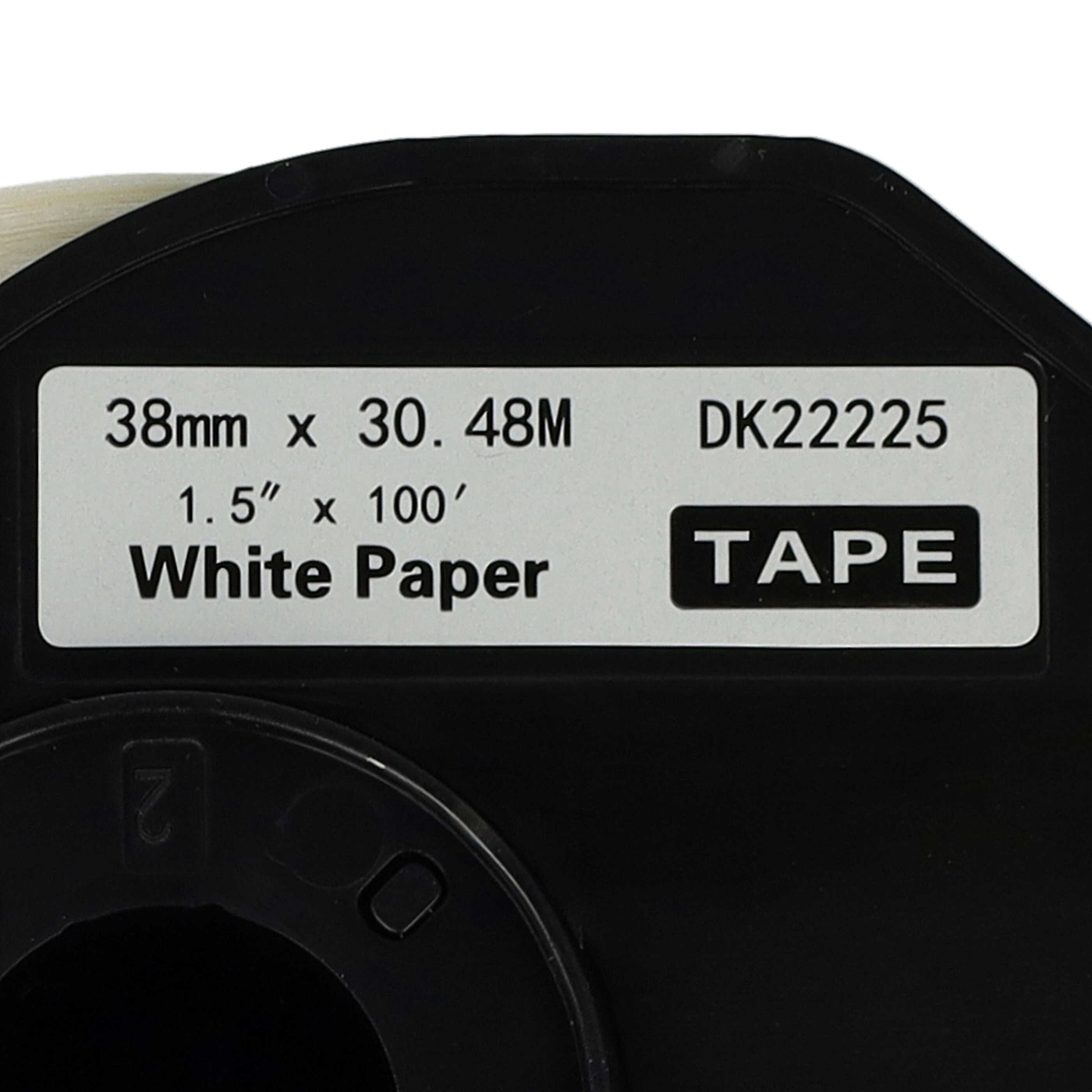 3x Label Roll replaces Brother DK-22225 Labeller - 38 mm x 30.48 m + Holder