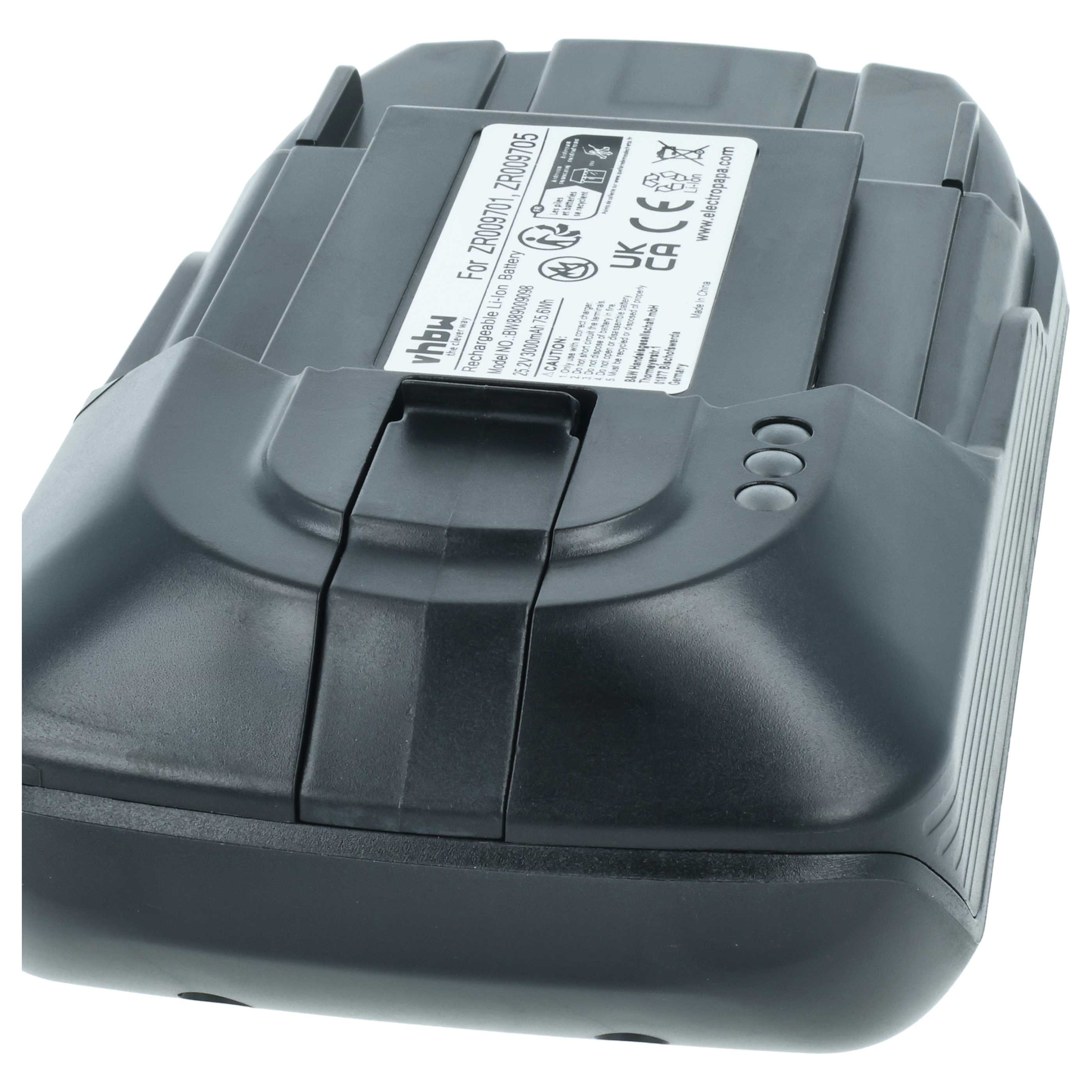 Battery replaces Rowenta ZR009705, ZR009701 for Rowenta 3000mAh, 25.2V, Li-Ion