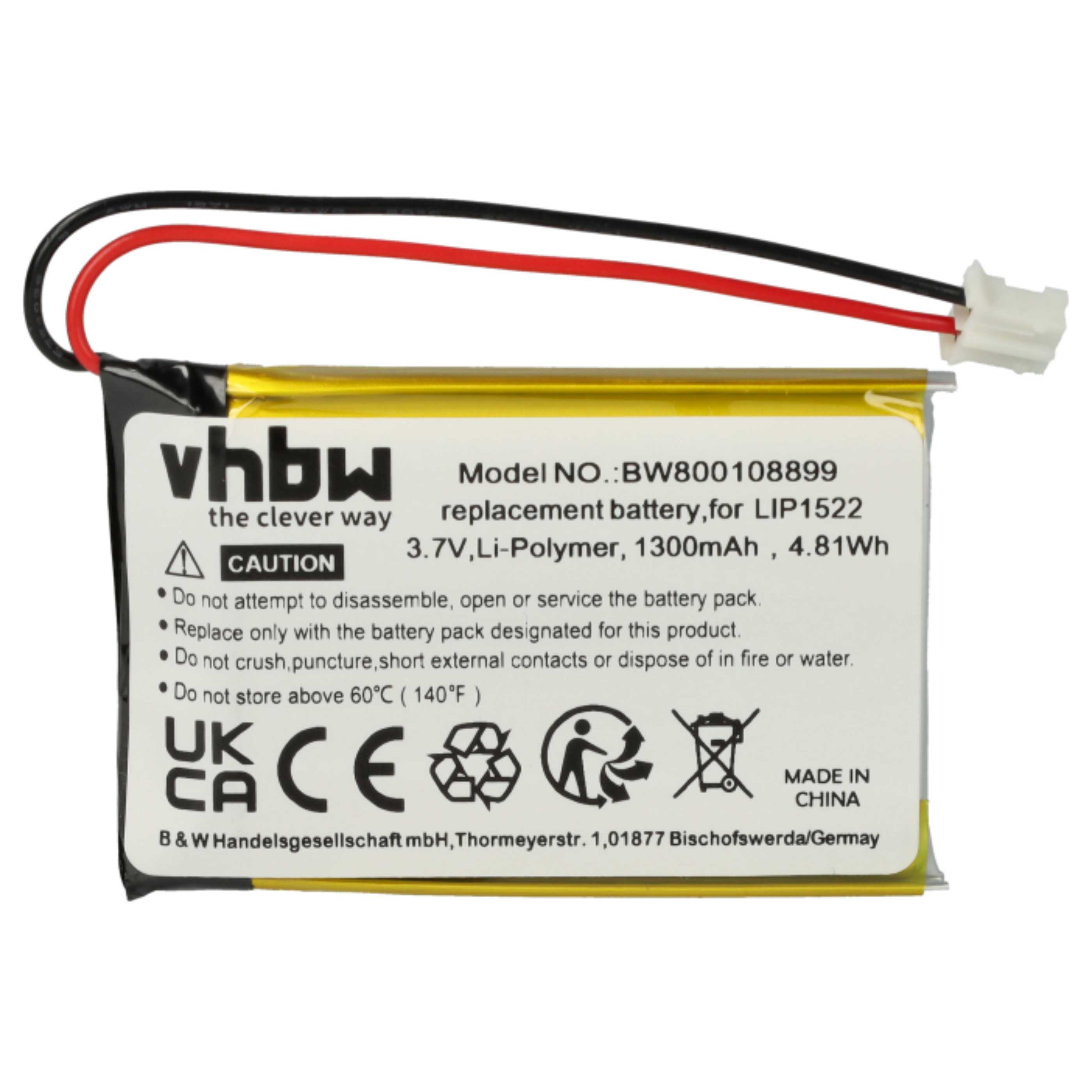 2x Batteria per joystick sostituisce Sony KCR1410, LIP1522 - 1300mAh 3,7V Li-Poly