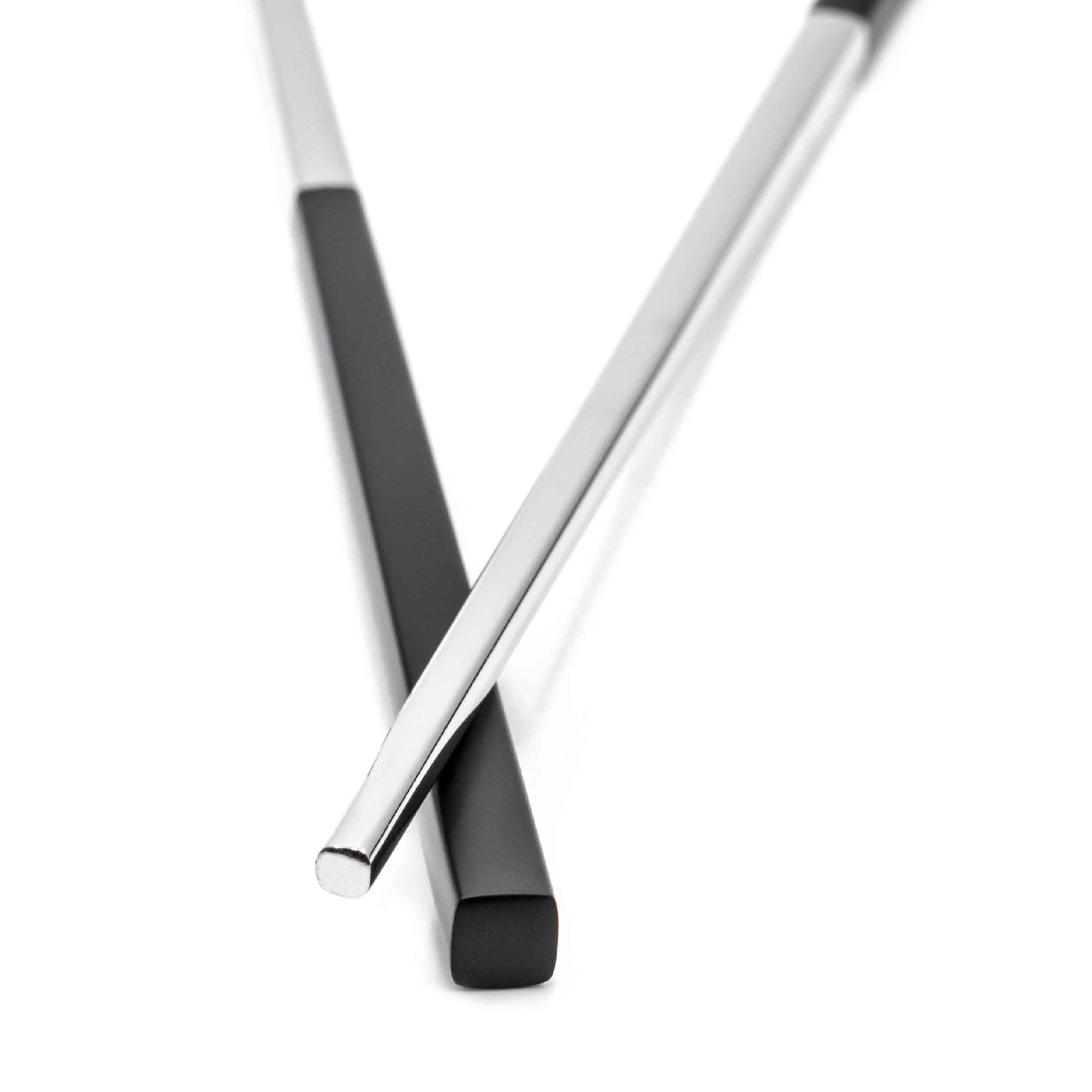Set de palillos (1 par) - acero inoxidable, negro, plata, 23 cm, reutilizable