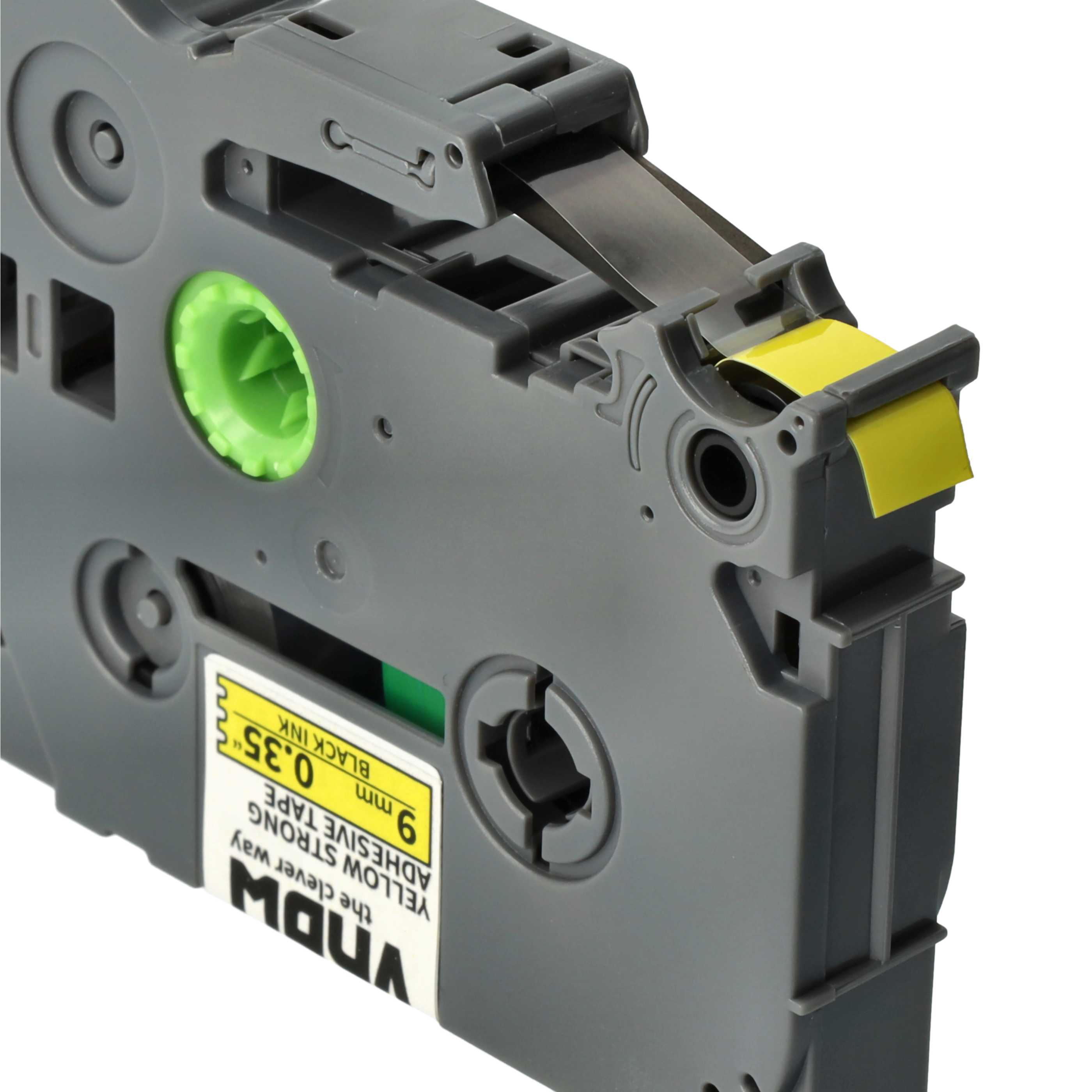 5x Label Tape replaces Brother TZE-S621 - 9 mm Black to Yellow, Extra Stark