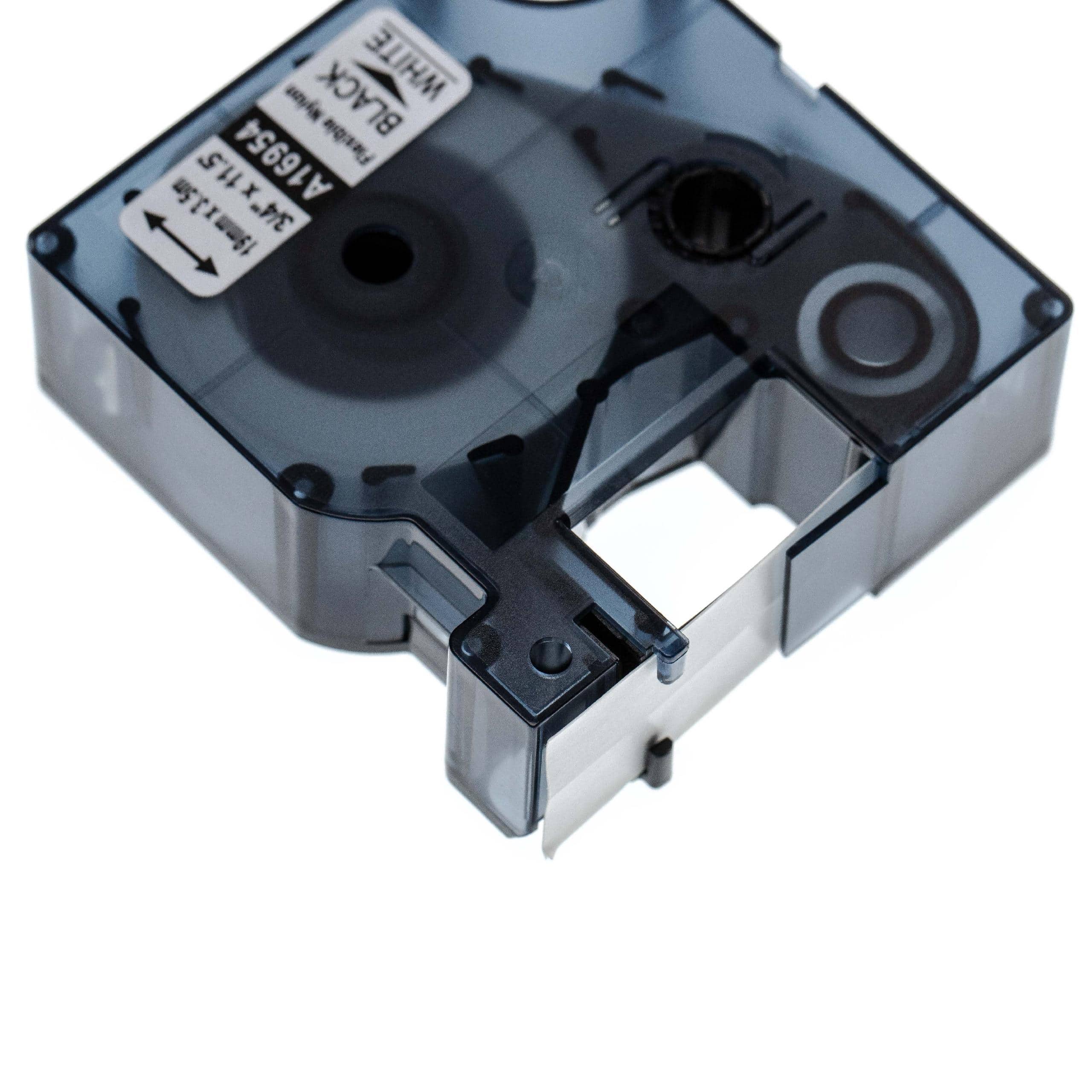 Label Tape replaces Dymo 16954, S0718050 - 19 mm Black to White, Flexible, Nylon