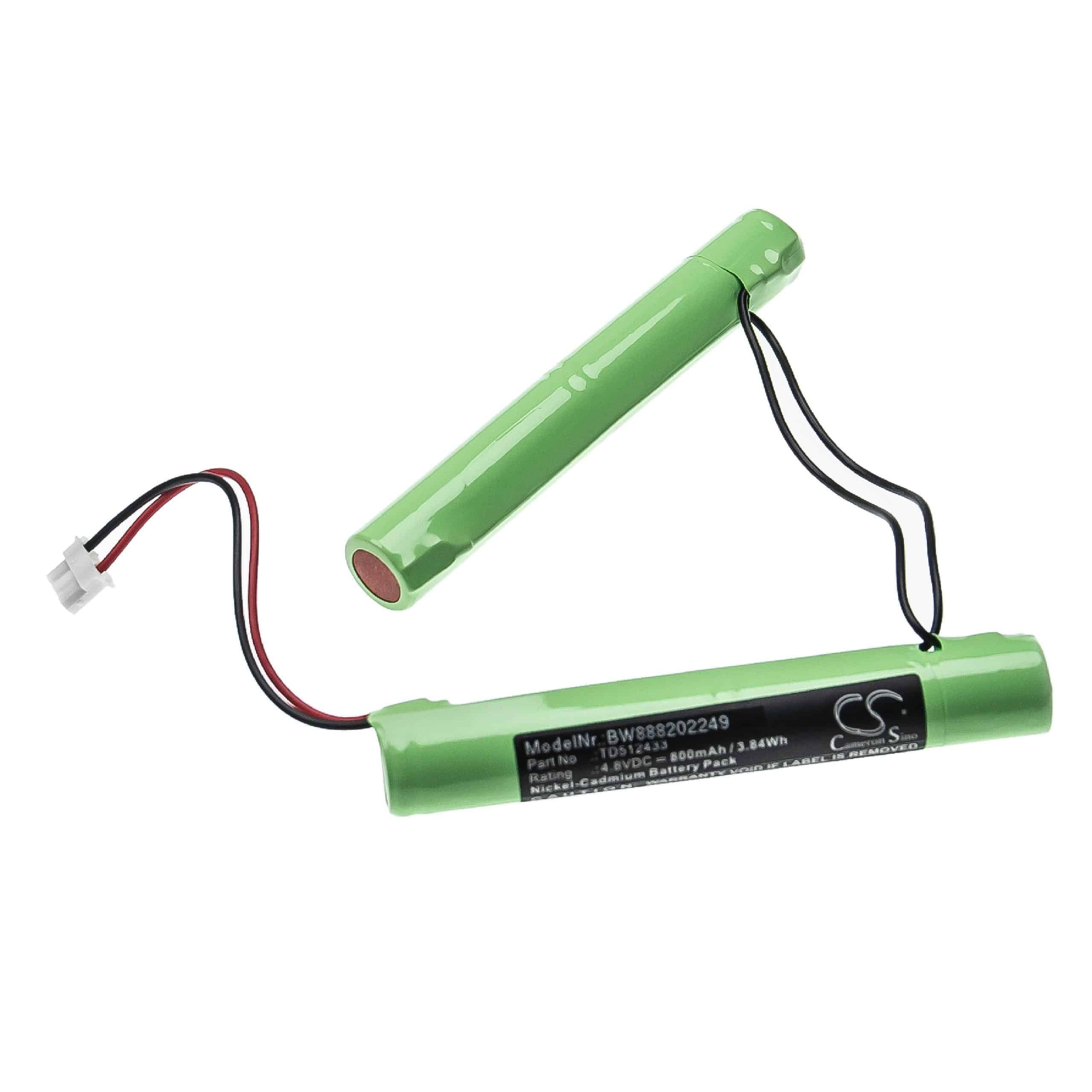 Emergency Light Battery Replacement for BAES TD512433 - 800mAh 4.8V NiCd
