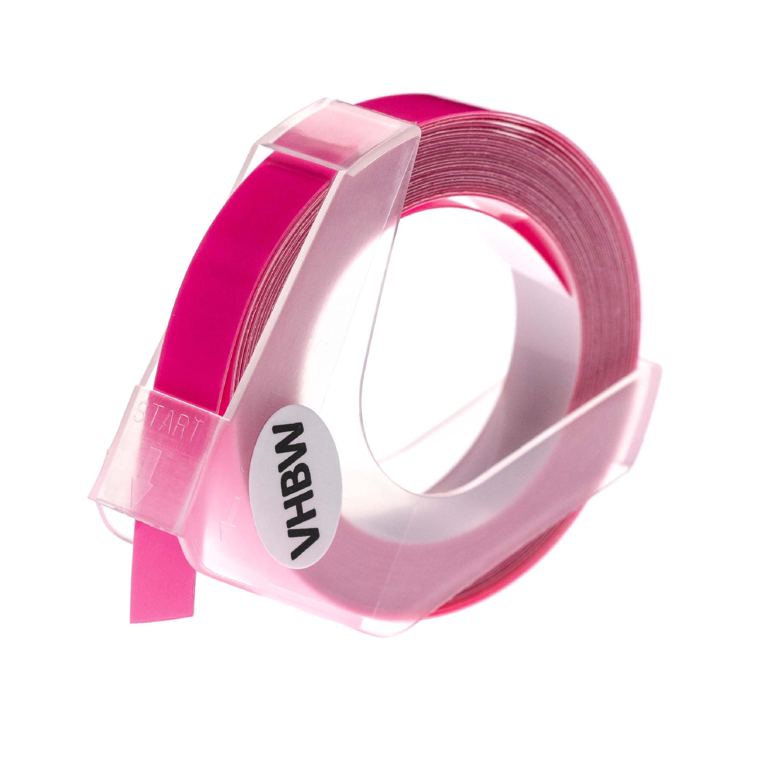 Nastro goffratura 3D sostituisce Dymo 0898280, S0898280 per etichettatrice Motex 9mm bianco su rosa fluo