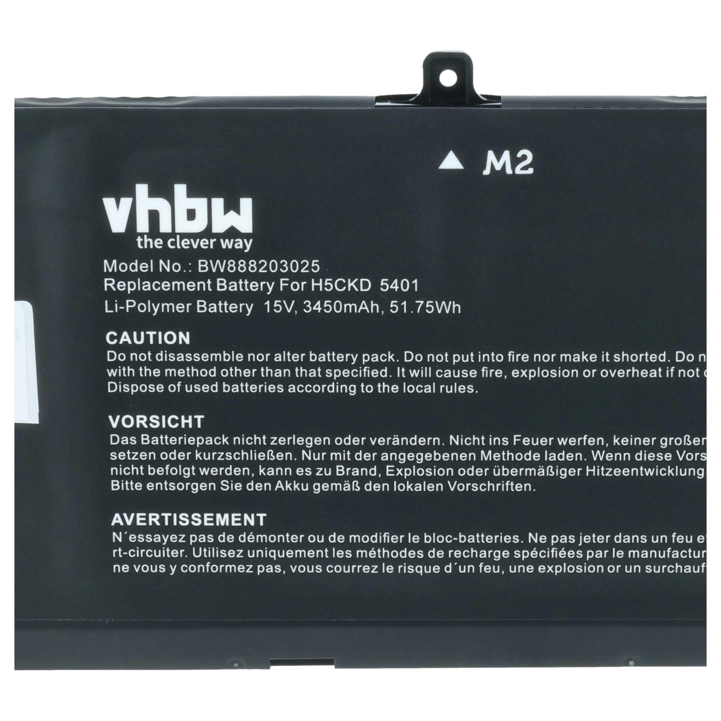 Batteria sostituisce Dell 9077G, H5CKD, TXD0 per notebook - 3450mAh 15V Li-Poly