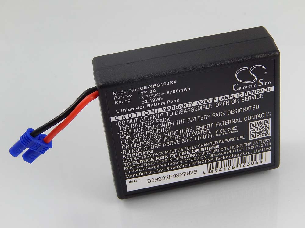 Batterie remplace Yuneec ST16F, 58-000160, YP-3A, ST16 pour manette de drone - 8700mAh 3,7V Li-ion