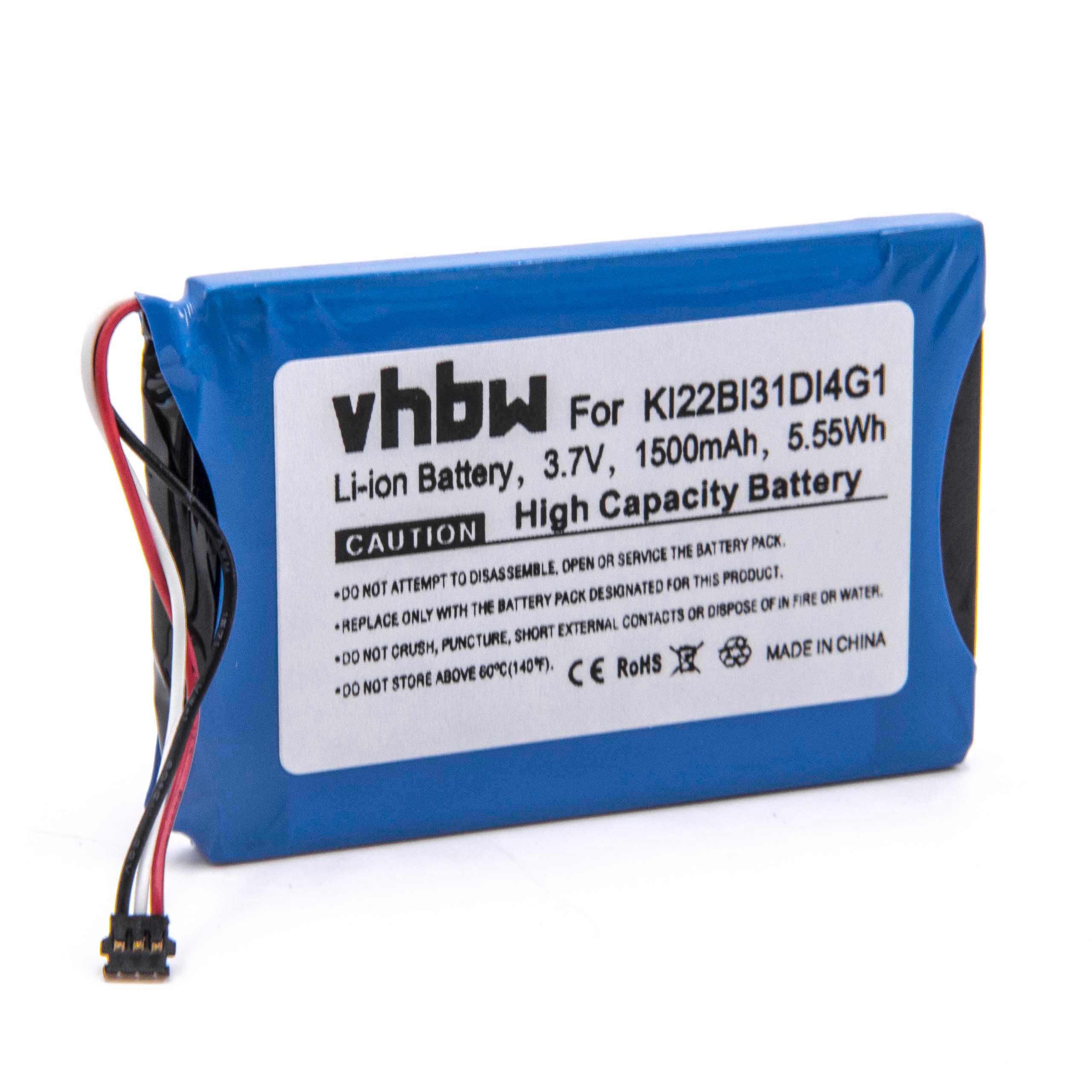 Batterie remplace Garmin KI22BI31DI4G1 pour navigation GPS - 1500mAh 3,7V Li-ion