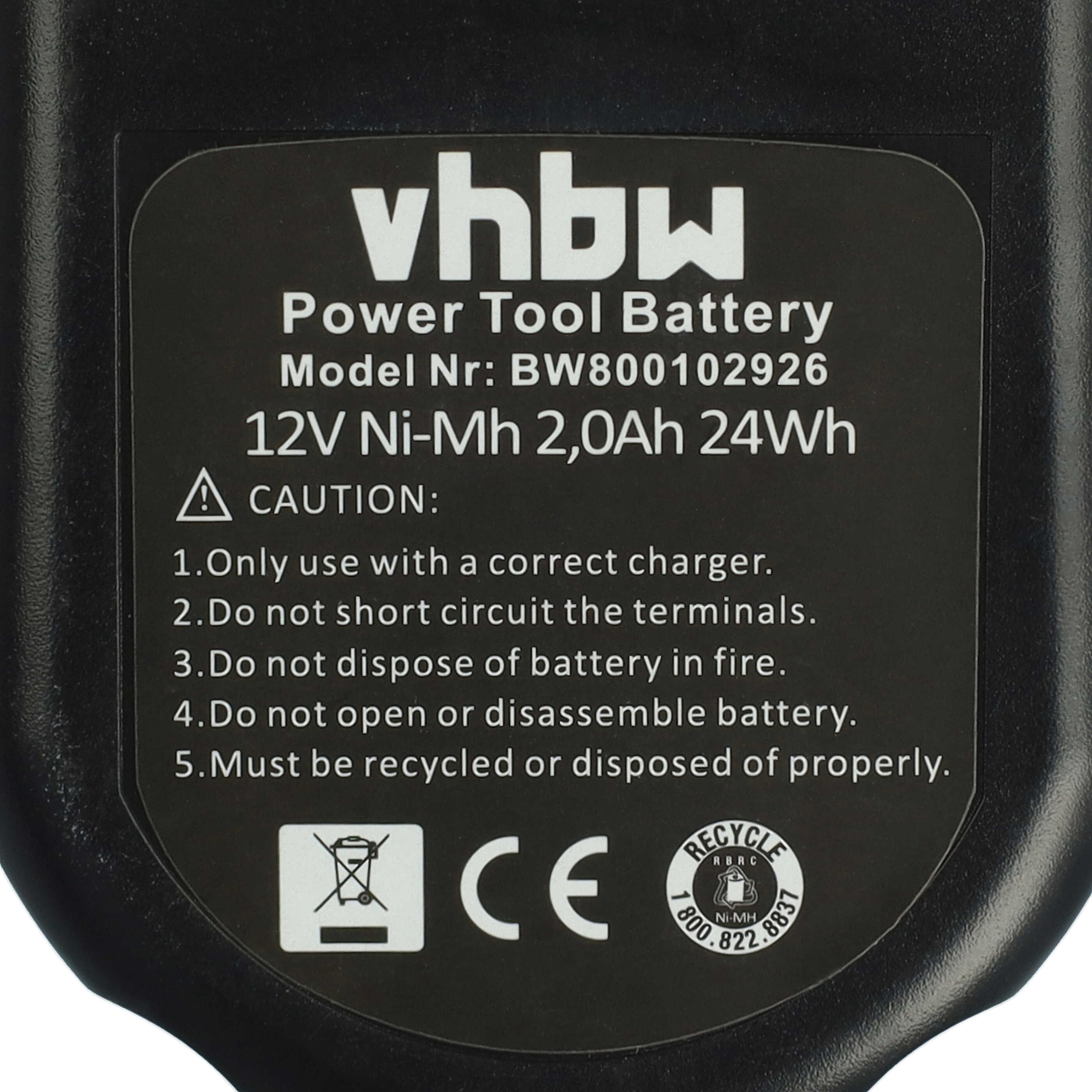 Akku (2x Stück) 12V als Ersatz für Black & Decker A9266, A9275, A9252, A9252 England SL1 3YD - 2Ah, NiMH