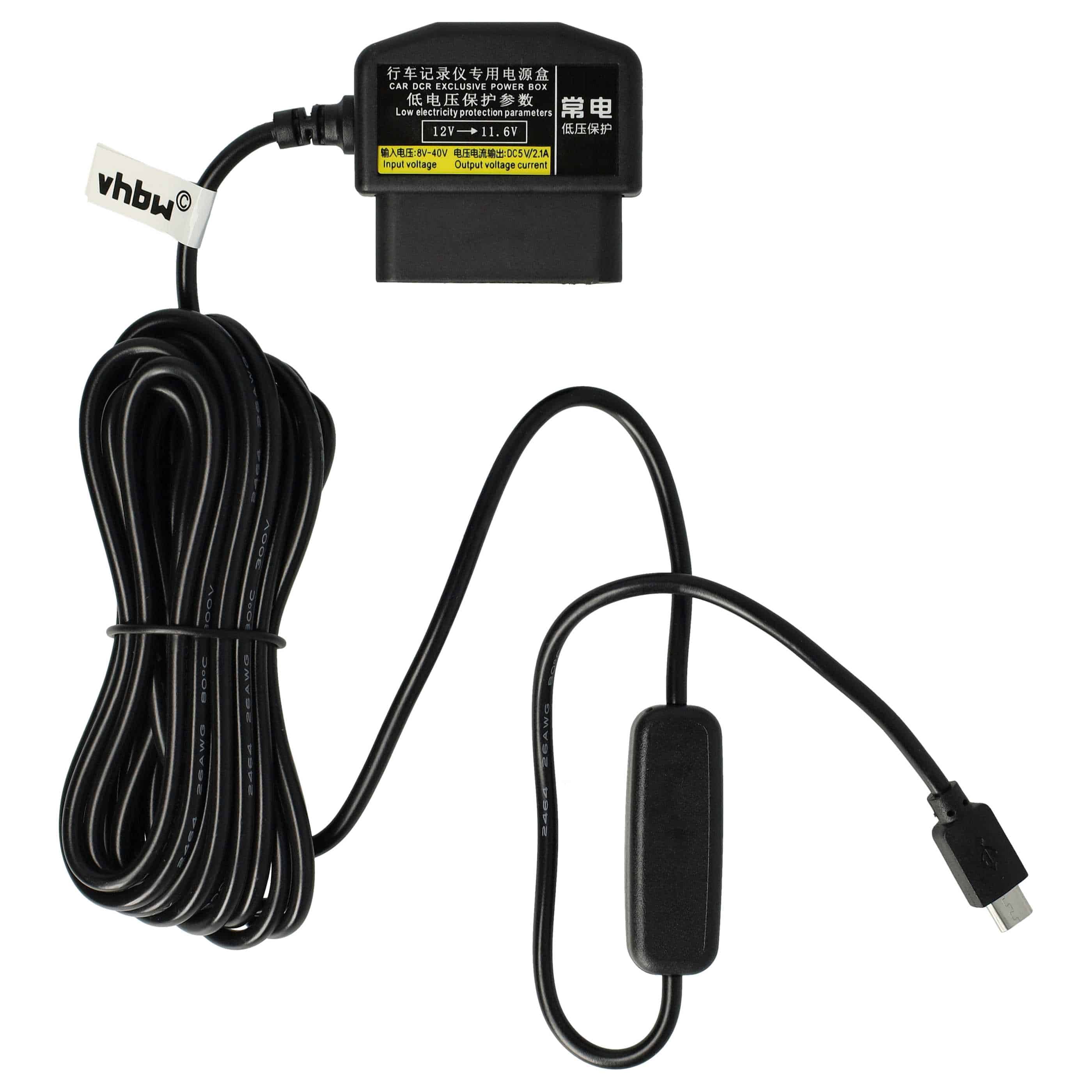 OBD2 Micro-USB Kabel Ladekabel für Dashcam GPS Navi Smartphone3,5m