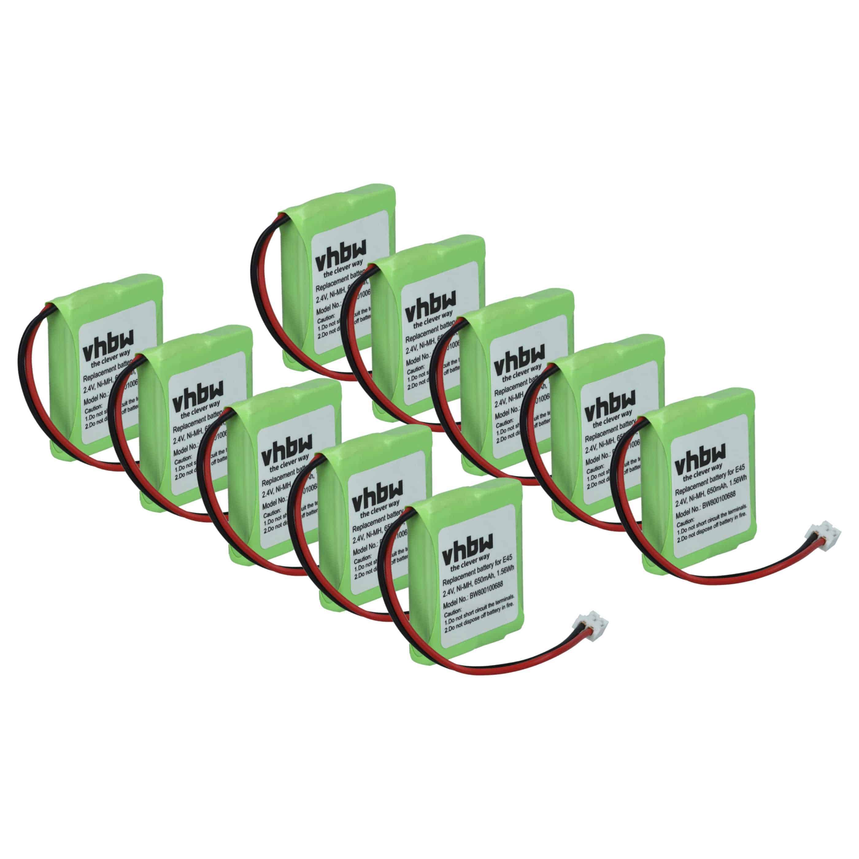 10x Batteries remplace Siemens V30145-K1310-X382, S30852-D1751-X1 pour téléphone Swisscom - 650mAh 2,4V NiMH