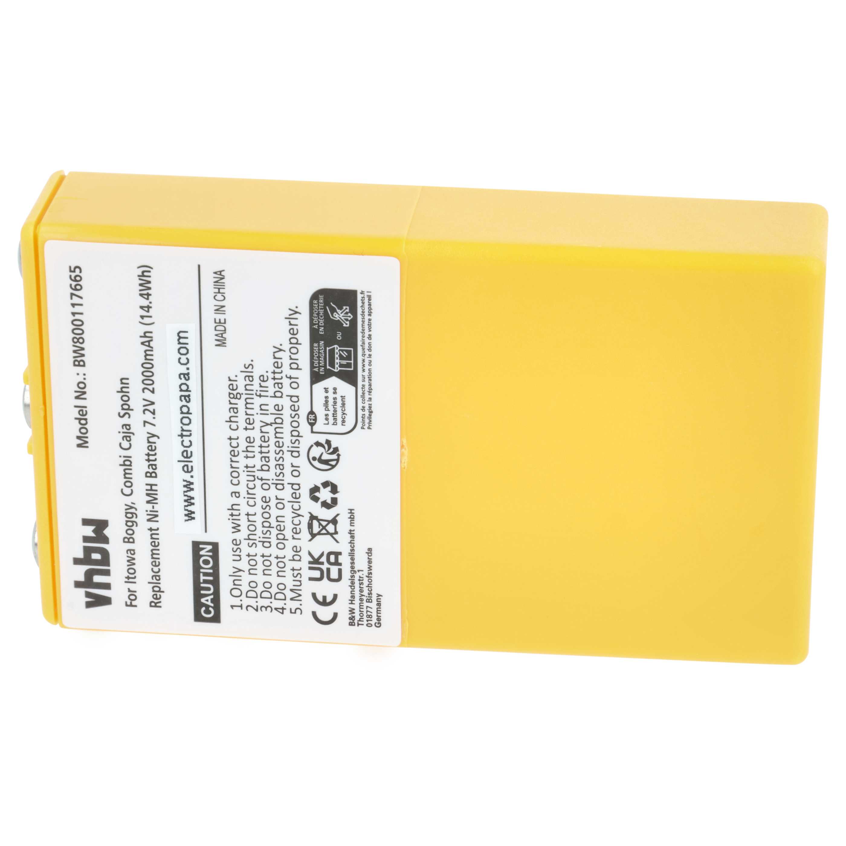 Batería (5 ud) reemplaza Itowa 26.105, BT7216MH, BT7216 sistema control - 2000mAh 7,2V NiMH