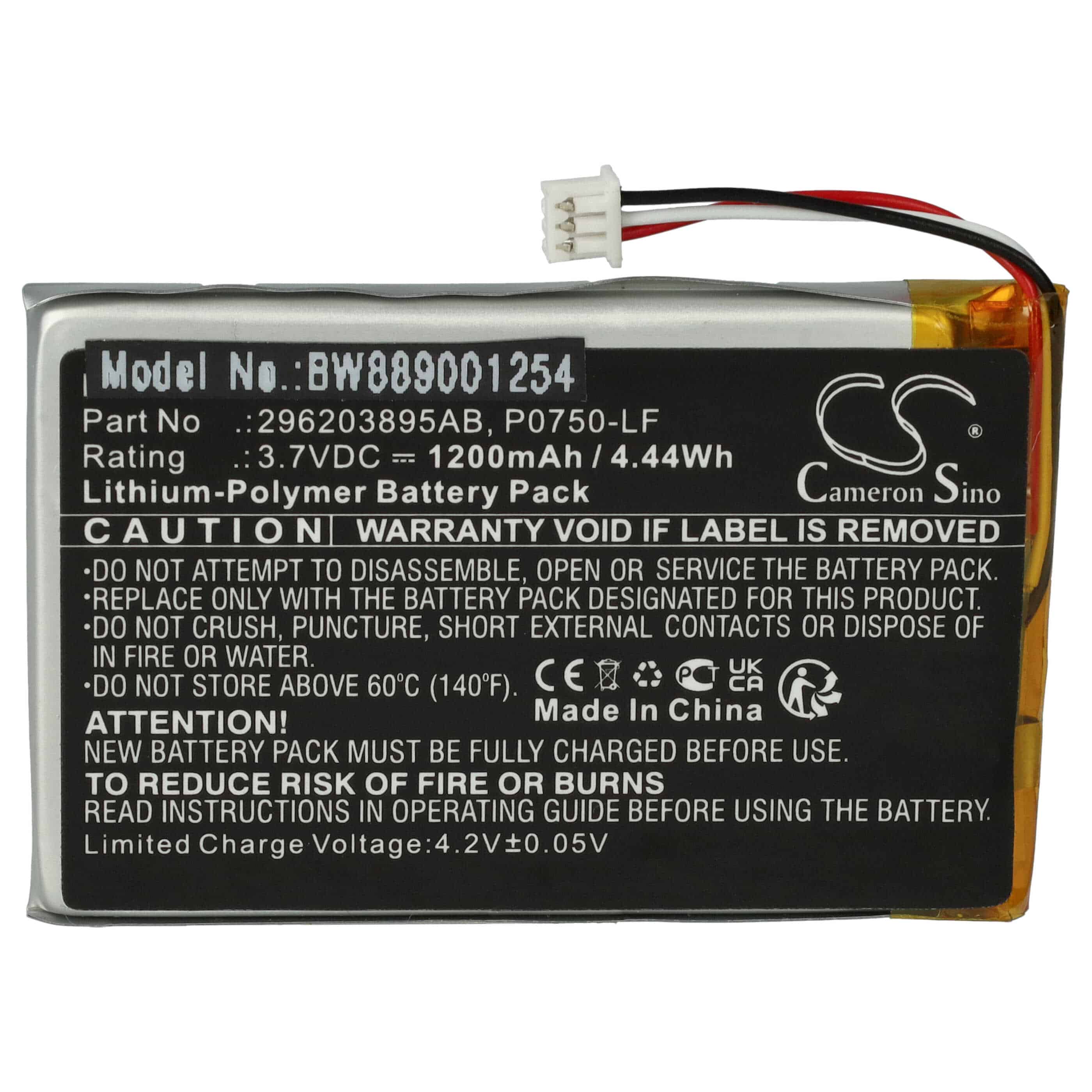 Chipkartenleser-Akku als Ersatz für Ingenico 296203895AB, P0750-LF für Ingenico - 1200mAh 3,7V Li-Polymer