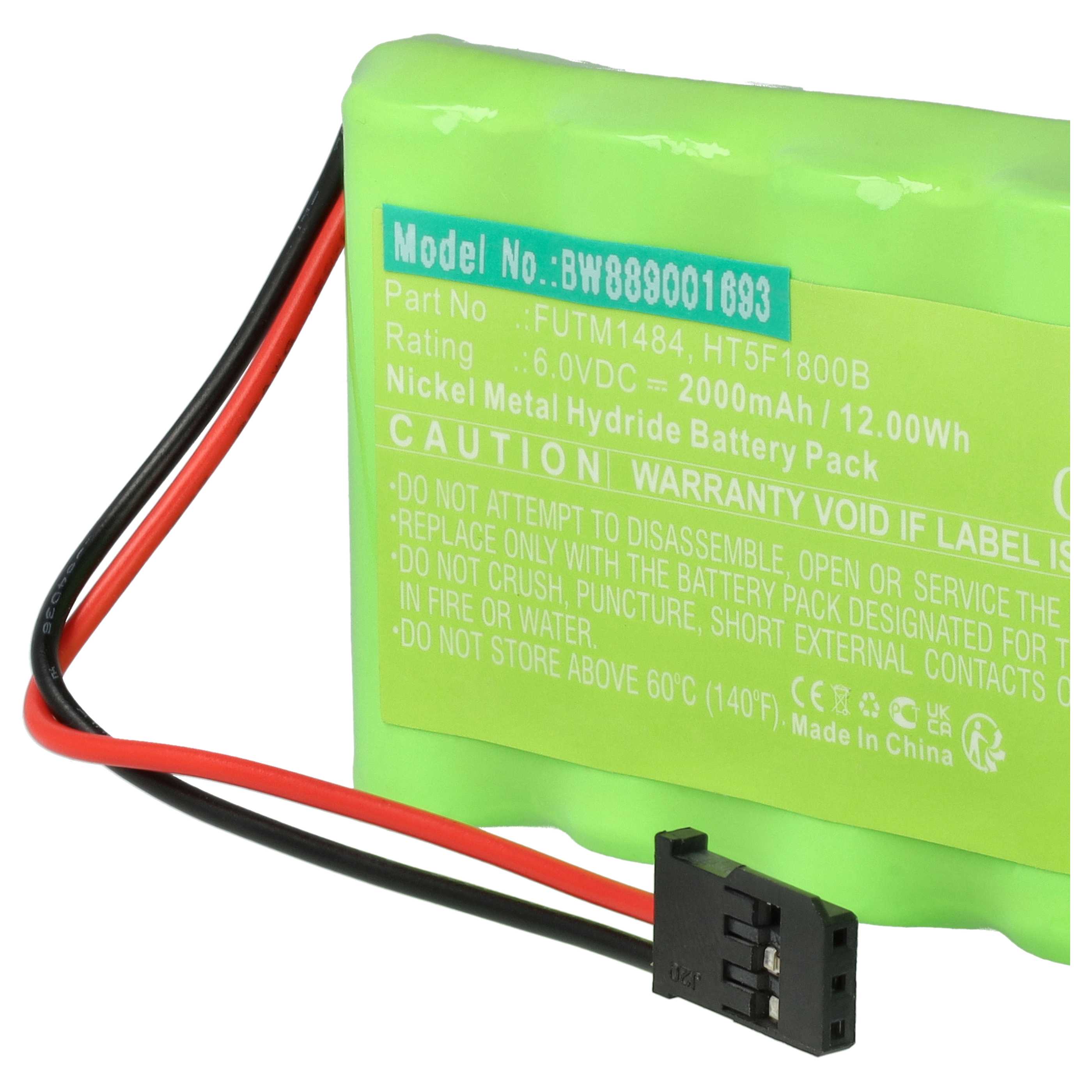 Transmitter 2x Battery replaces Futaba HT5F1800B, FUTM1484 - 2000 mAh 6 V NiMH
