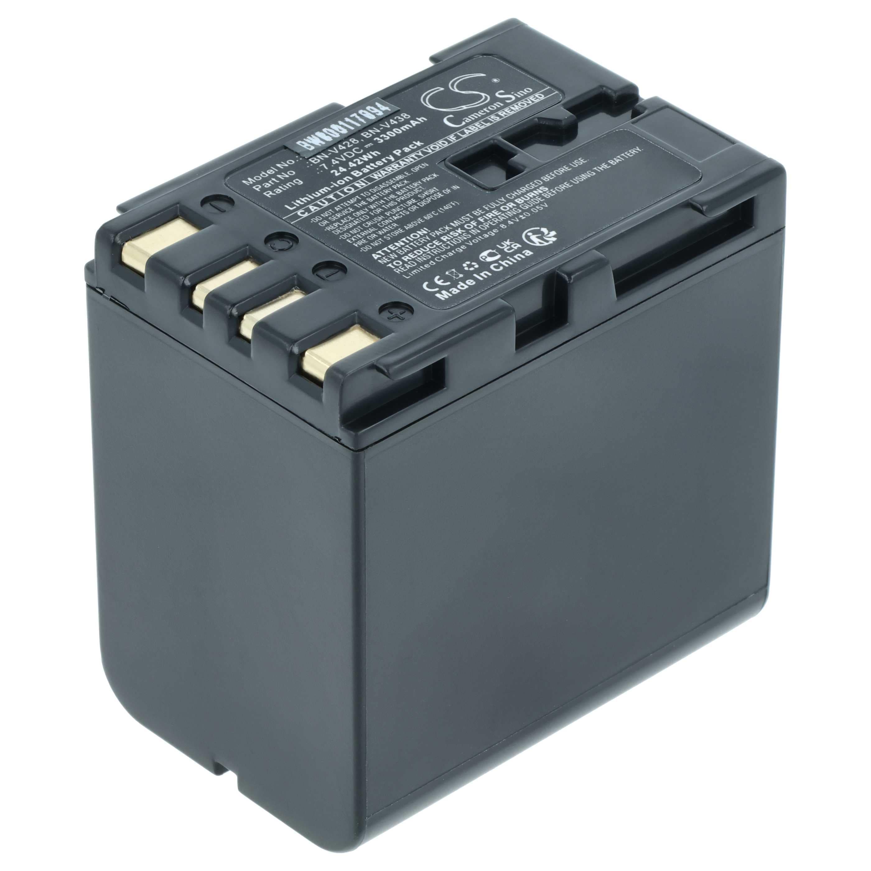 Videocamera Battery replaces JVC BN-V428U, BN-V428, BN-V438U, BN-V438 - 3300 mAh 7.4 V Li-Ion