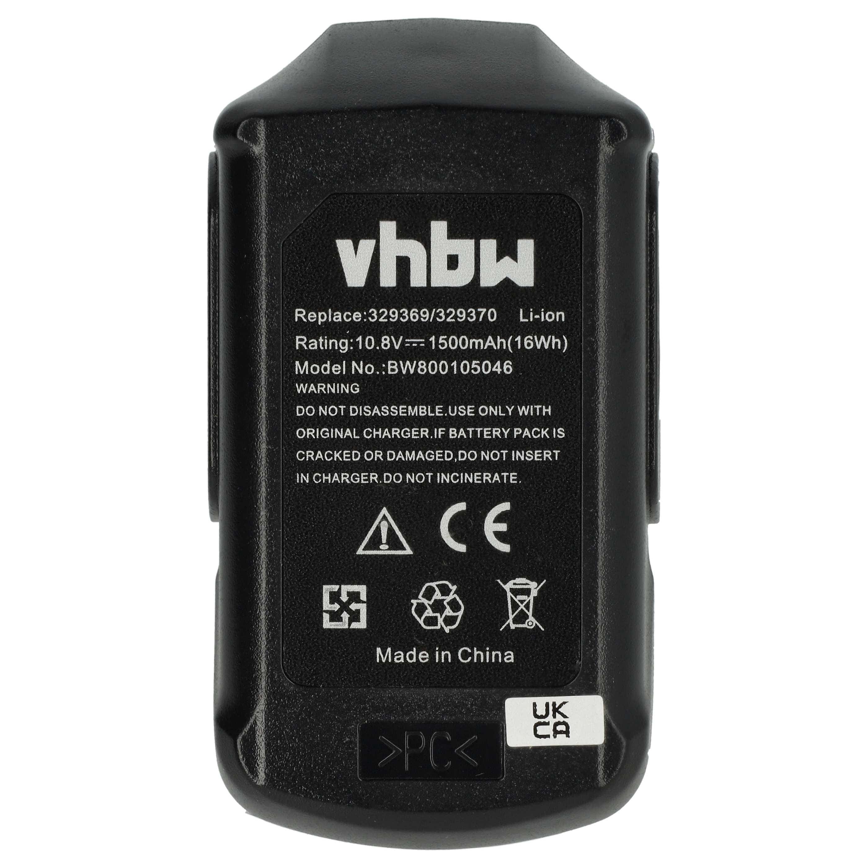 Battery replaces Hitachi Hikoki 329370, 329371, 329389, 329369 Electric Power Tool - 1500 mAh, 10.8 V, Li-Ion