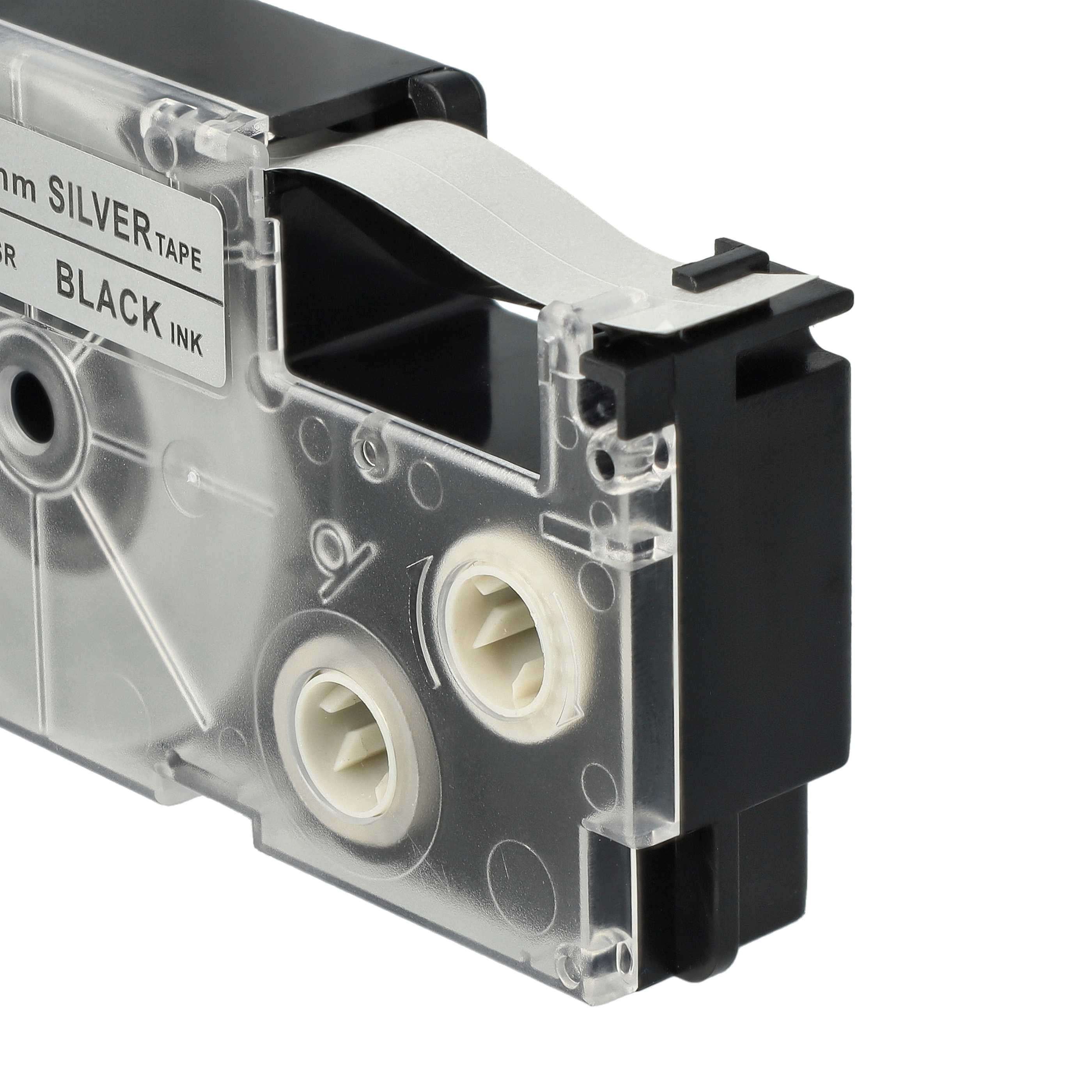 Cassetta nastro sostituisce Casio XR-12SR, XR-12SR1 per etichettatrice 12mm nero - argentato